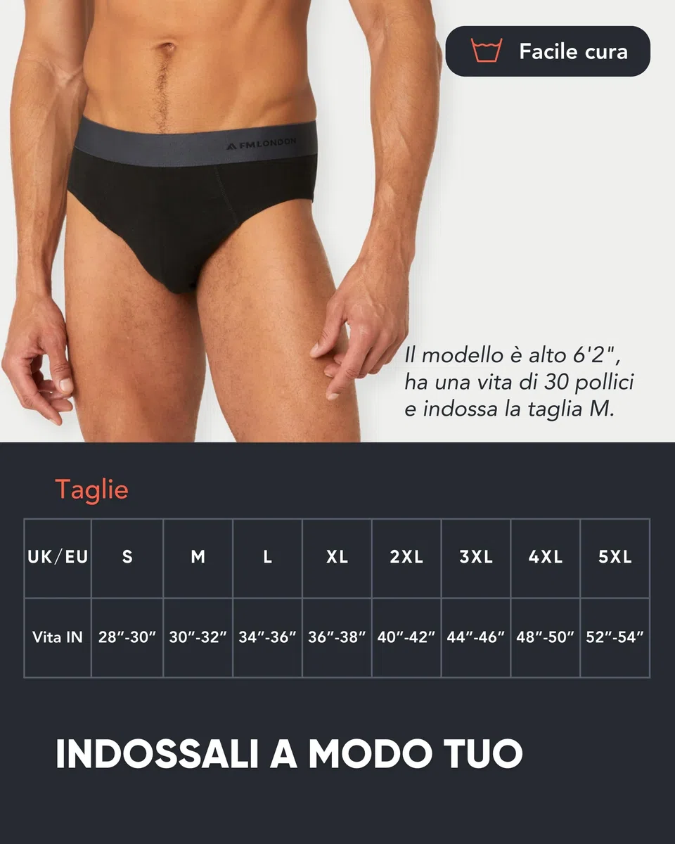 FM London Confezione da 7 Slip Uomo Essentials - Slip Uomo Cotone - Mutande Moderne Senza Etichette con Fascia Elastica in Vita Anti Arrotolamento