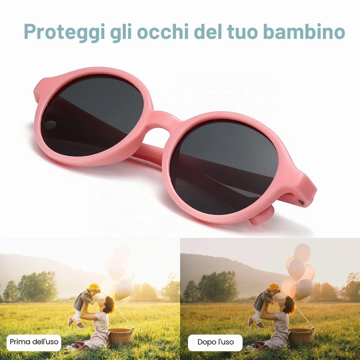 Occhiali da sole per bambini, 0-2,5 anni, polarizzati, con cinghia, regolabili, per ragazzi e ragazze