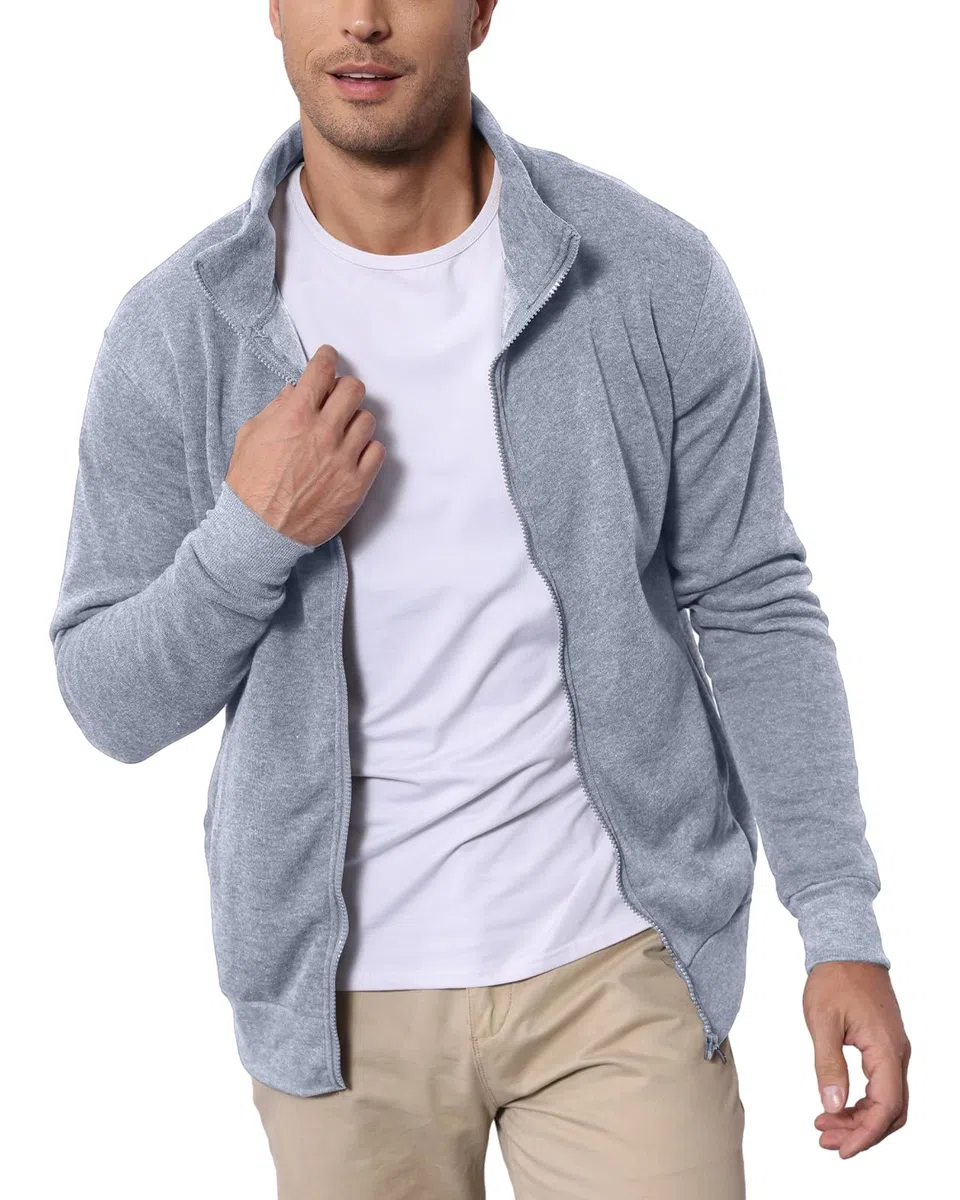 PRIVIMIX Felpa Uomo Senza Cappuccio con Cerniera Zip Invernale Hoodie Pullover M-3XL