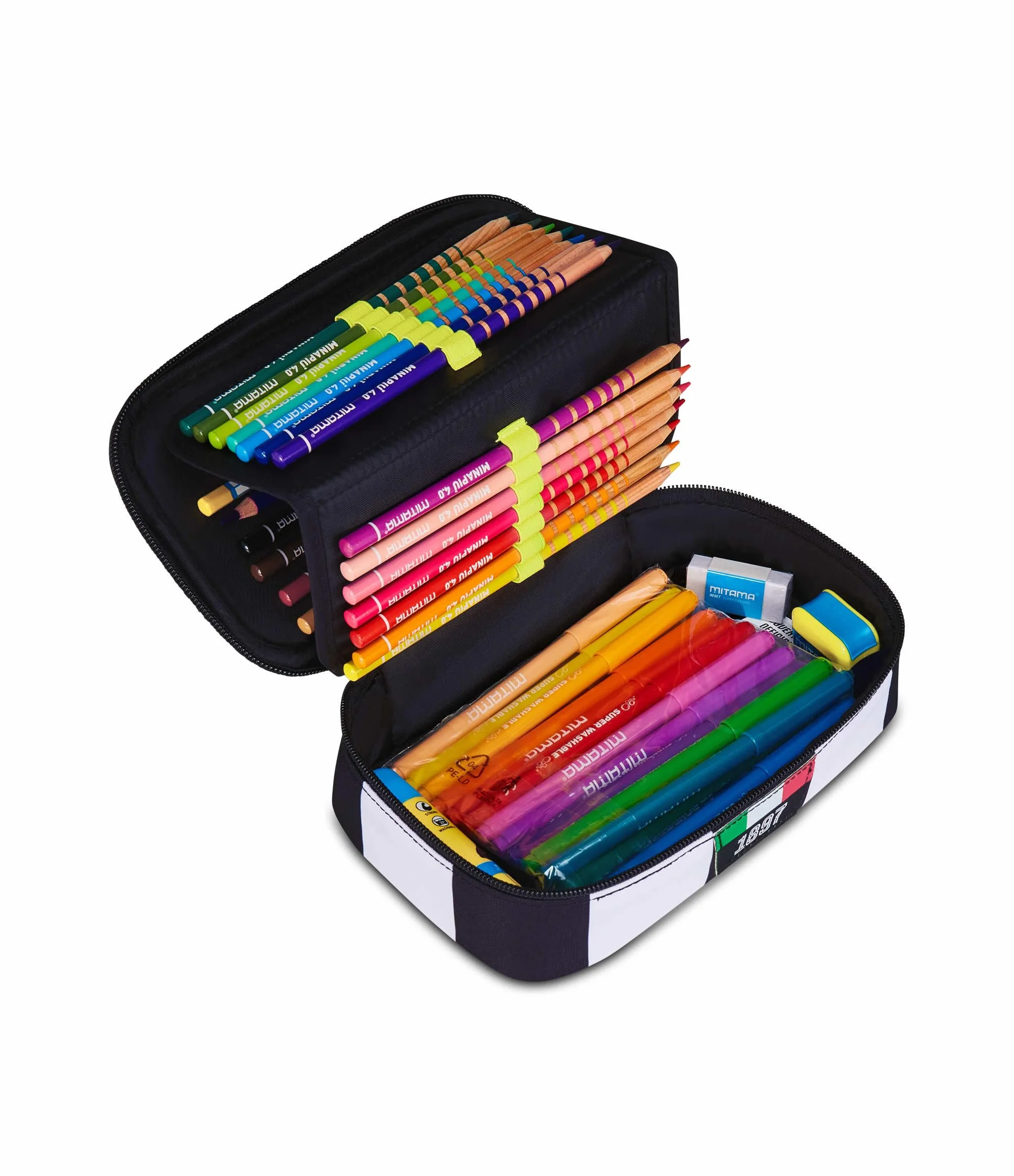 Seven Juventus Astuccio Scuola Quick Case, Nero, Portapenne Completo di Penne, Matite, Colori, Scuola Elementare e Media, Bambino, Calcio