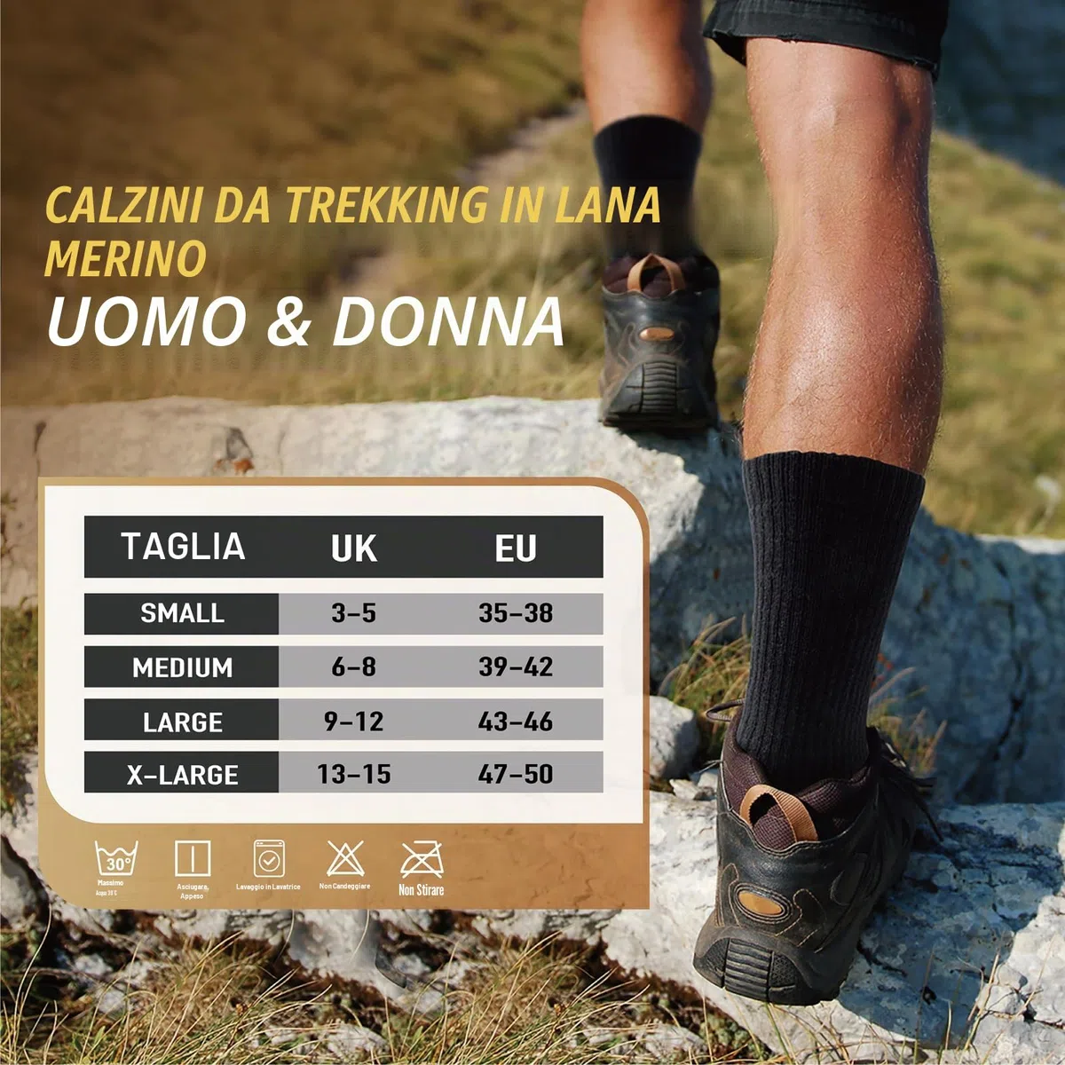 Niorasen Calze Invernali Termiche da Uomo e Donna, Calze Invernali da Trekking in Lana Merino, Calzini Traspiranti, Calze Sportivi per Ciclismo, Trail Running, Sci, Calze Lavoro, 3 Paia