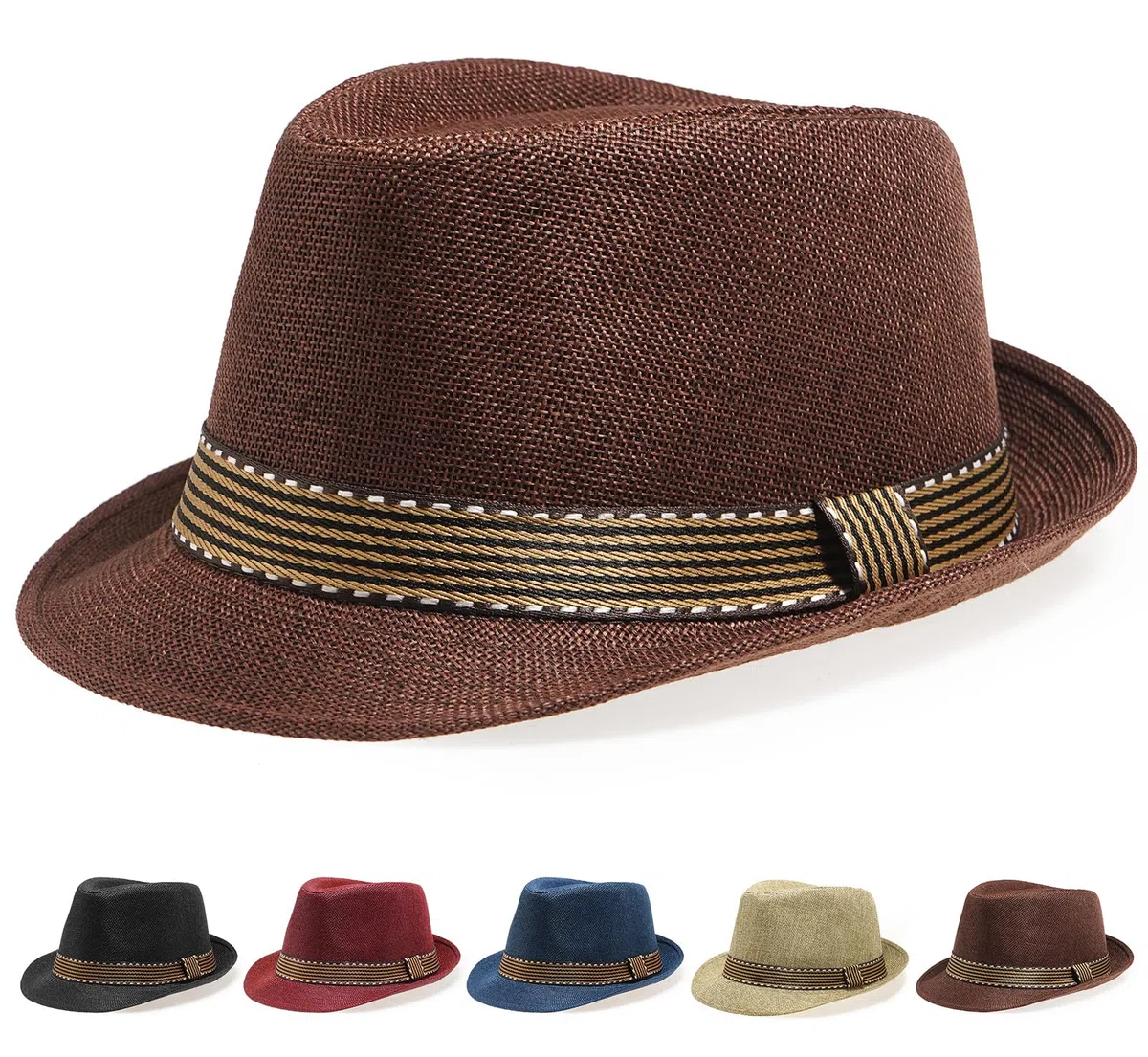 Initlove Cappello Fedora unisex classico Panama cappelli a tesa corta Trilby cappelli