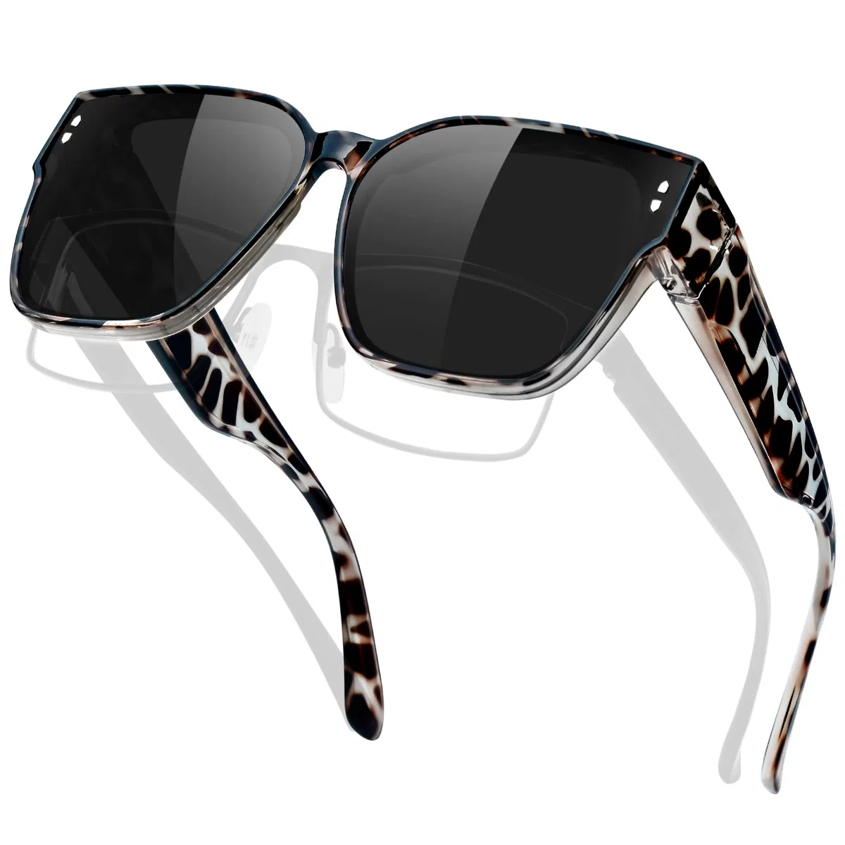KANASTAL Sovraocchiali da Sole Polarizzati Donna Uomo UV400 Occhiali da Sole Sovrapponibili Quadrati TR90 Vintage Grandi Sunglasses Wear over Glasses