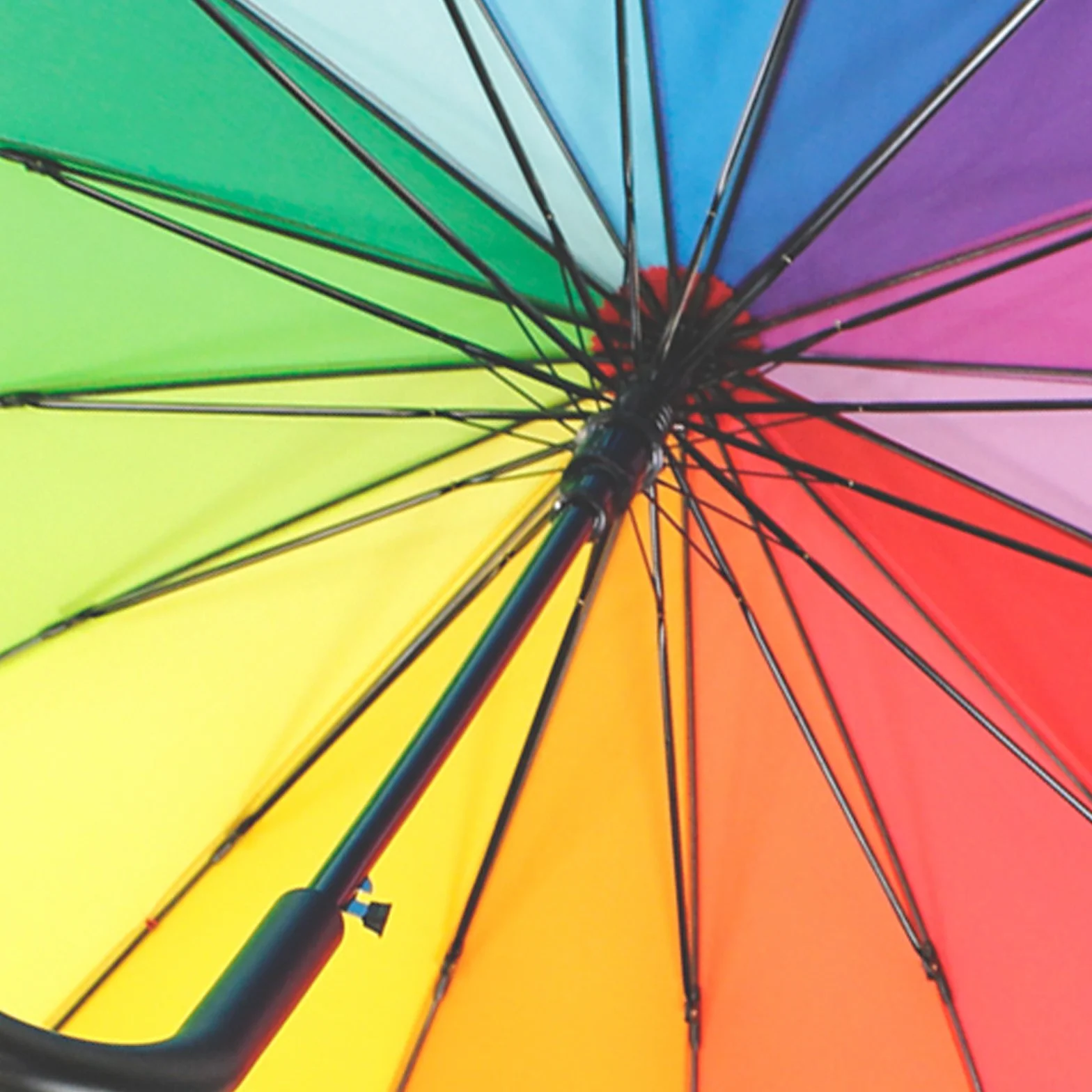 iX-brella Ombrello lungo, di alta qualità, 16 pezzi, con sistema automatico resistente alle tempeste, arcobaleno, 101 cm
