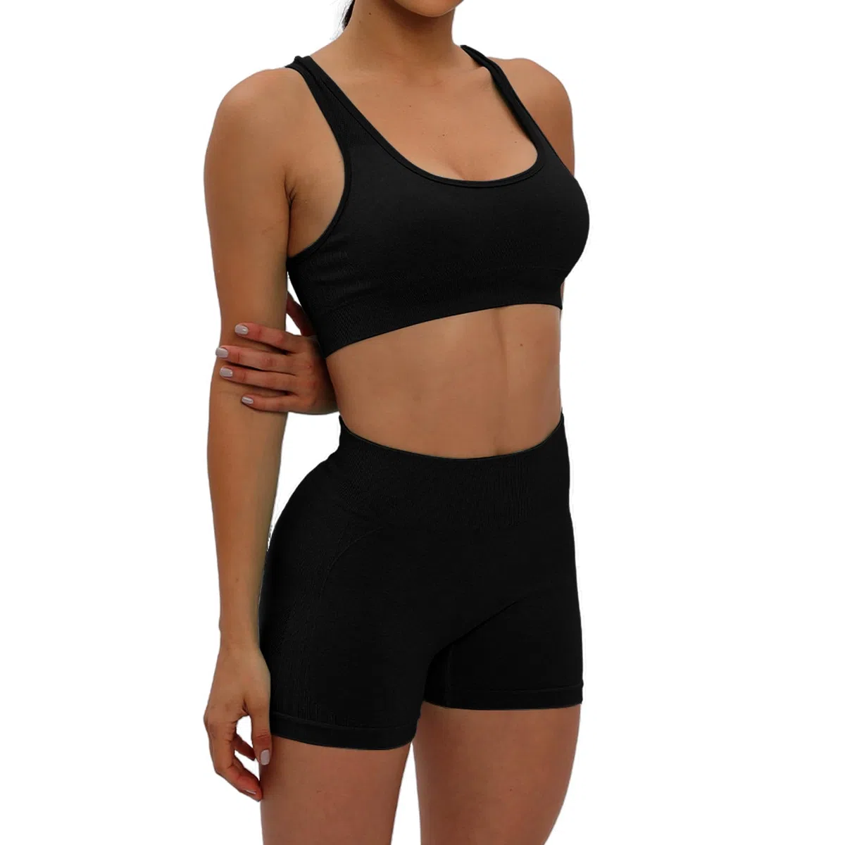 HomyComy Completo Palestra Donna 2 Pezzi Set Sportivo Donna cuciture Tracksuit Jogging Suit Fitness Elastici Tute e Shorts Leggings Set di abbigliamento Yoga Leisure Suit Sportswear