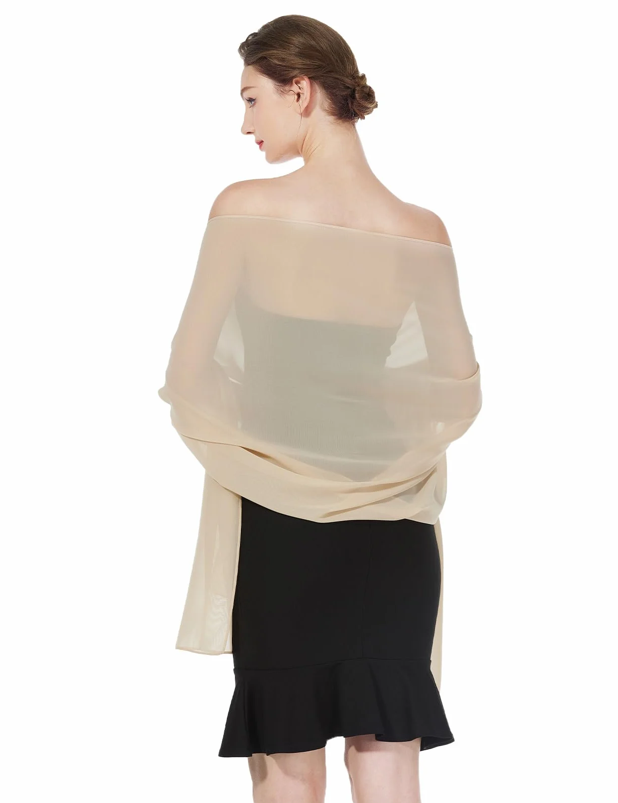 BEAUTELICATE Scialle Stola Donna Elegante Chiffon Coprispalle Sciarpa Estivo per Cerimonia Matrimonio Sposa Festa