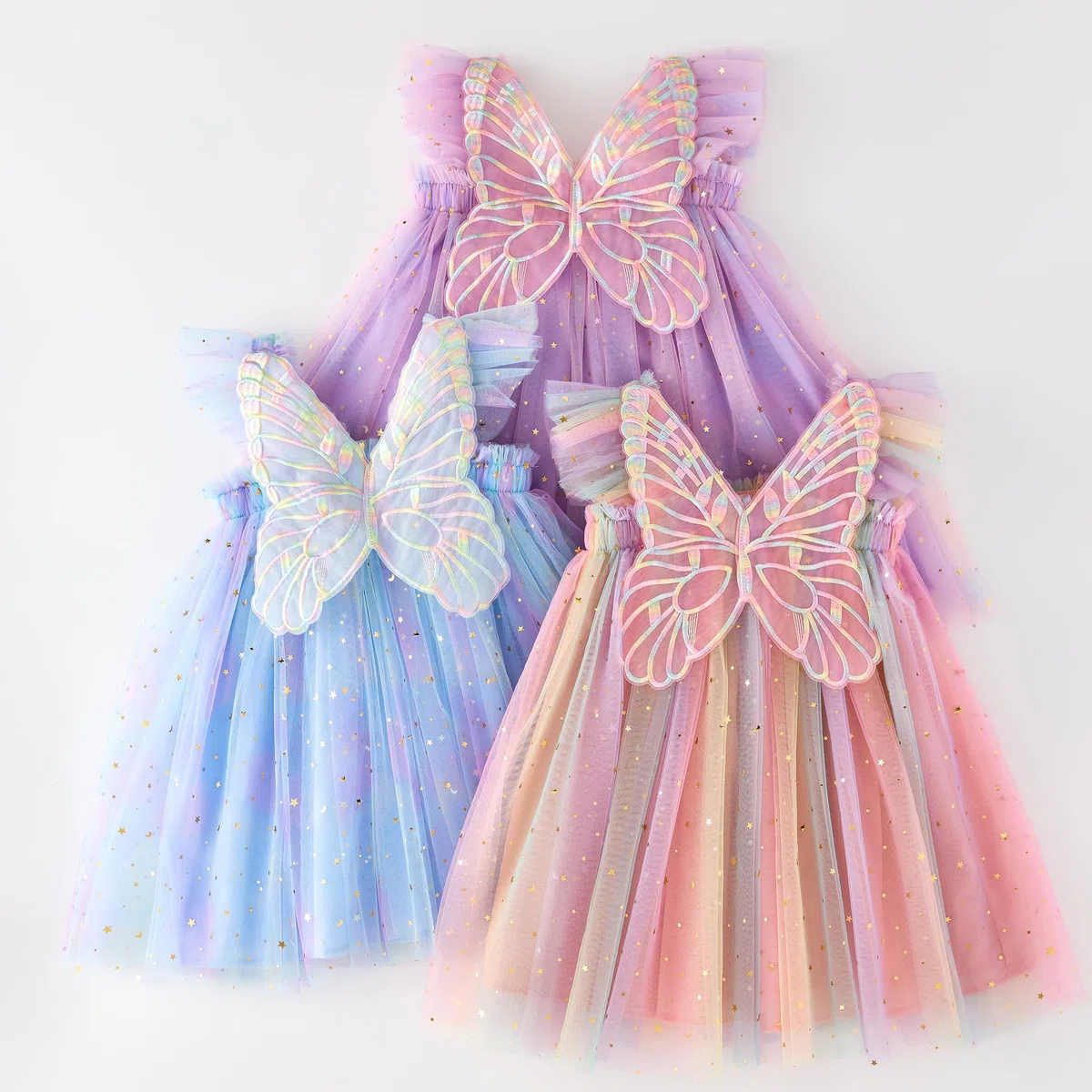 Miipat Vestito per Bambina Tulle Senza Maniche Farfalla Abito Bambino Ragazze Principessa Abiti Ragazze la Festa di Compleanno Vestiti