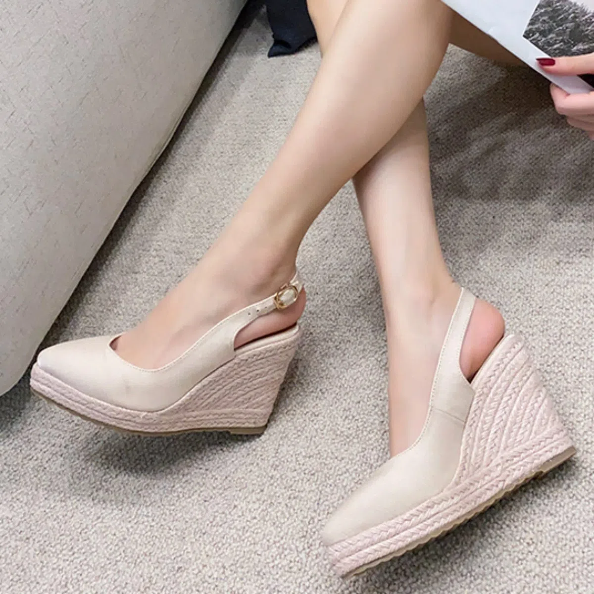 Espadrillas Donna Zeppa Alta Espadrillas a Punta Chiuse Scarpe Classiche Plateau Platform Fibbia O Cinturini Alla Caviglia Morbido Sandalo Bohemia Con Plateau Sandali Con Zeppa Estivi Con Lacci