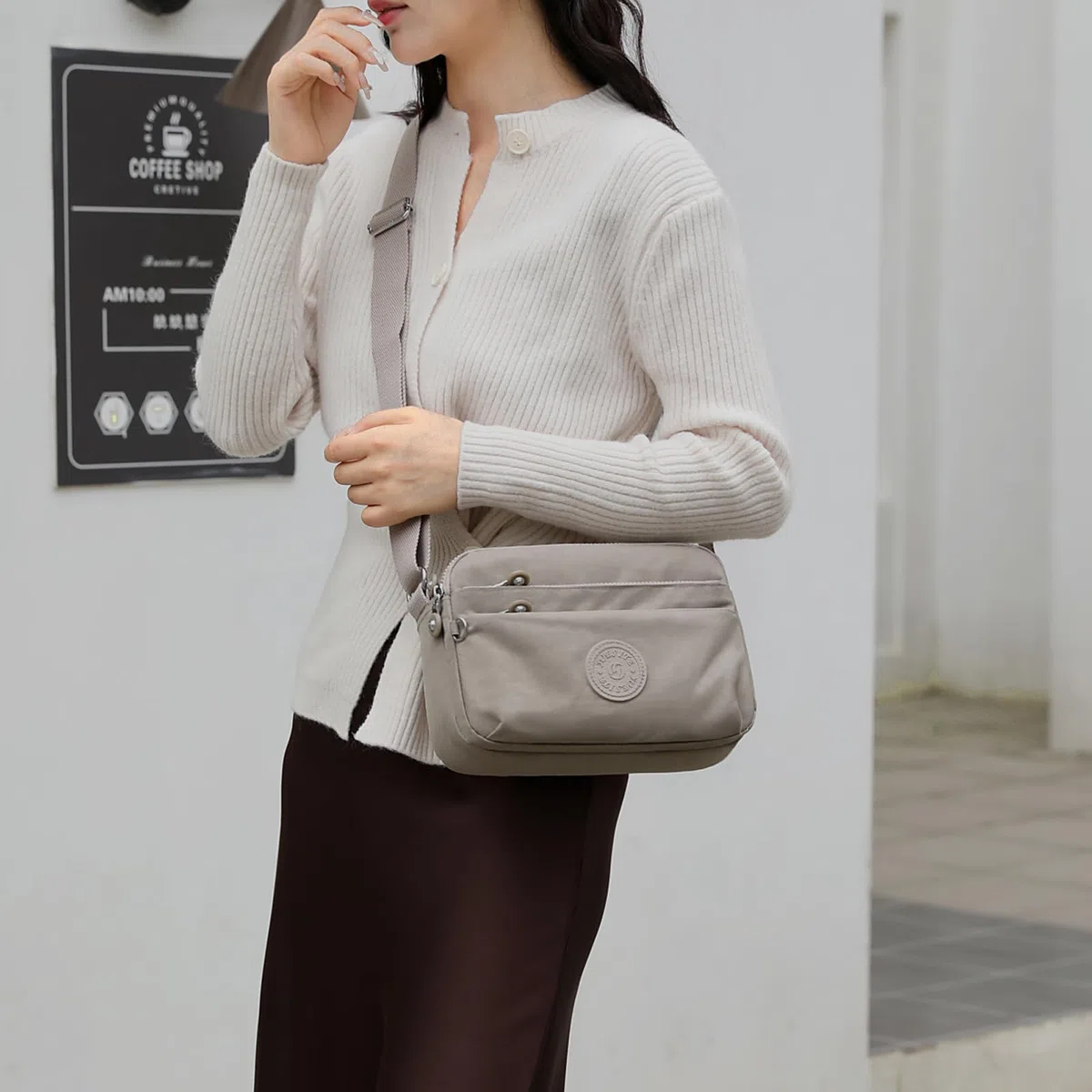 Borsa Tracolla Donna Borsetta Tracolla Sportiva Casual Borsa leggera a Spalla Multitasche Crossbody Bag in Nylon Impermeabile KM33