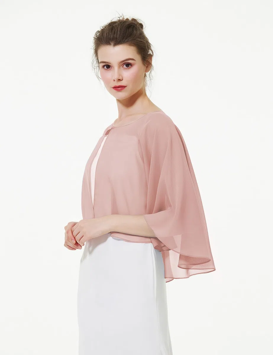 BEAUTELICATE Coprispalle Stola Chiffon stola Elegante Donna Chiffon Scialle Smanicata Bolero Cape Cardigan per Cerimonia Festive Matrimonio Sposa Abito Estivo