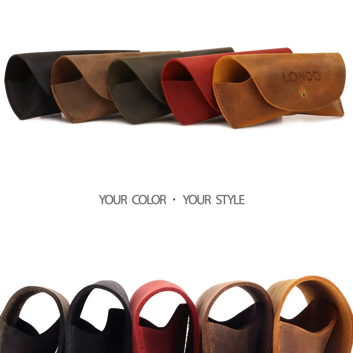LONDO Genuine Leather Eyeglass Case with Button Closure
