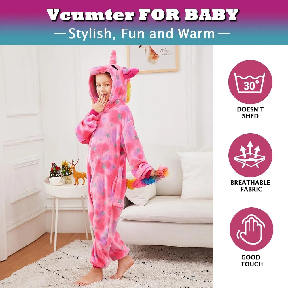 Unicorno Pigiama Intero Pigiameria Bambino Carnevale Onesies Sleepwear Cosplay Costume Anime Attrezzatura Morbida Tutina Pigiami Carnevale Halloween Festa per Bambina & Ragazza