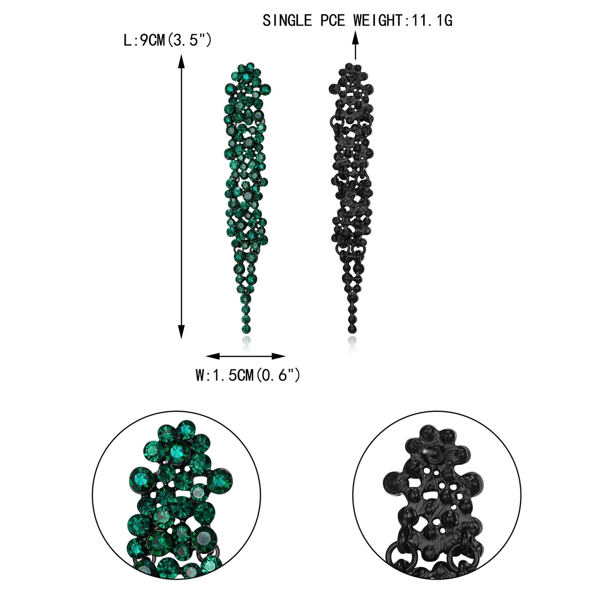 EVER FAITH Cristalli austriaci Art Deco Statement Orecchini, Banchetto Prom Long Chandelier Orecchini pendenti pendenti per donna Verde Nero-fondo
