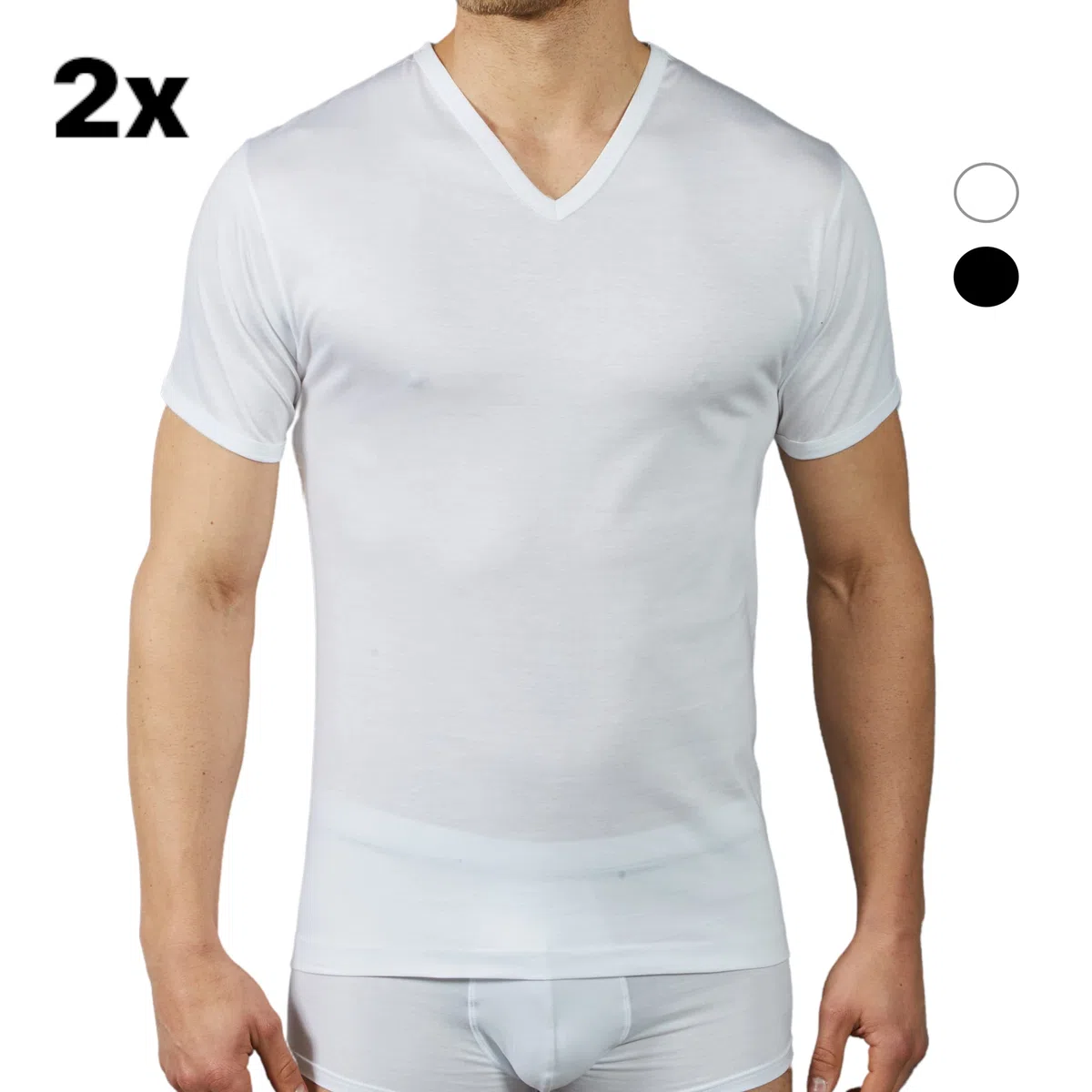 VP PINUCCIO VENEGONI Set 2 Magliette Intime Uomo Cotone Scollo a v Made in Italy t Shirt Bianche Nere Maglia Intima Scollo a v Manica Corta Bianca e Nera Canottiera Intimo Uomo v Canotta