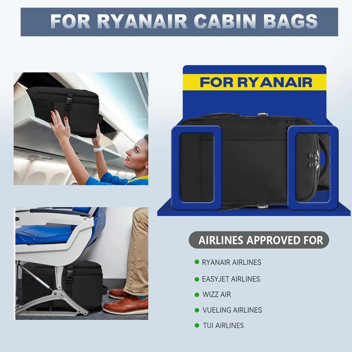 Zaino per Ryanair 40x20x25 Zaino da Viaggio Aereo Bagaglio a Mano Piccolo Zaini Aereo Borsa da Cabina per Uomo Donna