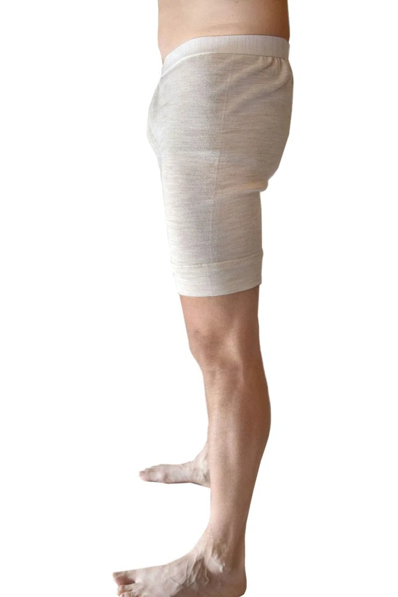 Mutanda a Gamba Corta Uomo in Lana con Bottone Intimo Invernale Funzionali Sottopantaloni Termici
