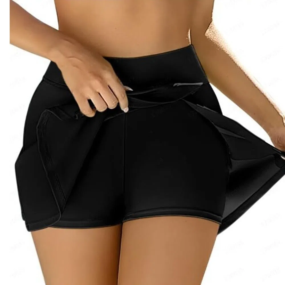 Gonna Costume da Bagno Donna Monocolore con Slip Integrato e Spacco Laterale Asciugatura Rapida 2 in 1 per Spiaggia e Piscina