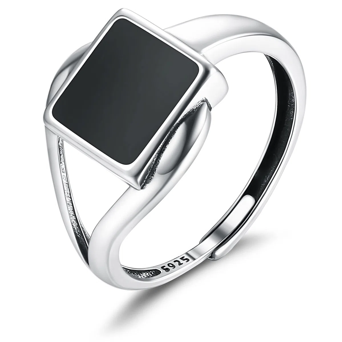 MILACOLATO Anello Argento 925 Regolabile per Donna Ragazze, Aperto Vintage Argento Nodo Celtico/Foglia CZ/Quadrato Smaltato Nero/Gioielli ad Anello a Dito Doppio Attorcigliato con Confezione Regalo