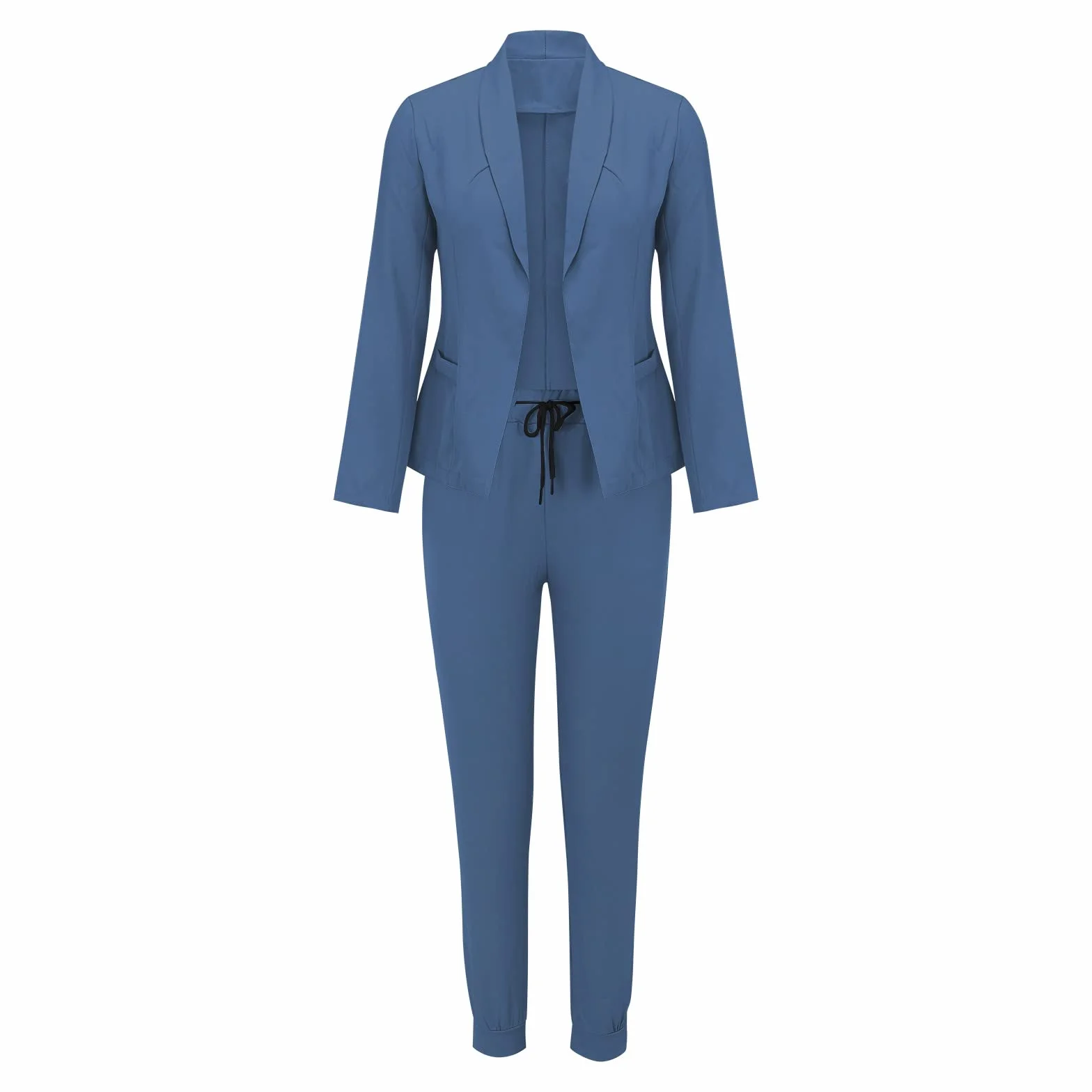 MJGkhiy Tailleur Donna Eleganti Pantaloni e Giacca da Cerimonia Curvy Completo Blazer a Maniche Lunghe Tuta Elastici in Vita Set di Abiti in Tinta Unita Pantalone Giacche Due Pezzi Elegante Suit