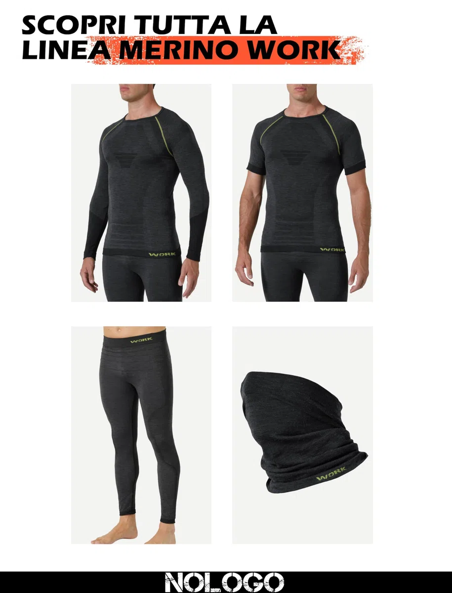 Calzamaglia Termica Uomo da Lavoro Lana Merino - Intimo Termico Uomo Invernale, Elasticizzato, Senza Cuciture, Traspirante e Termoregolante - Made in Italy