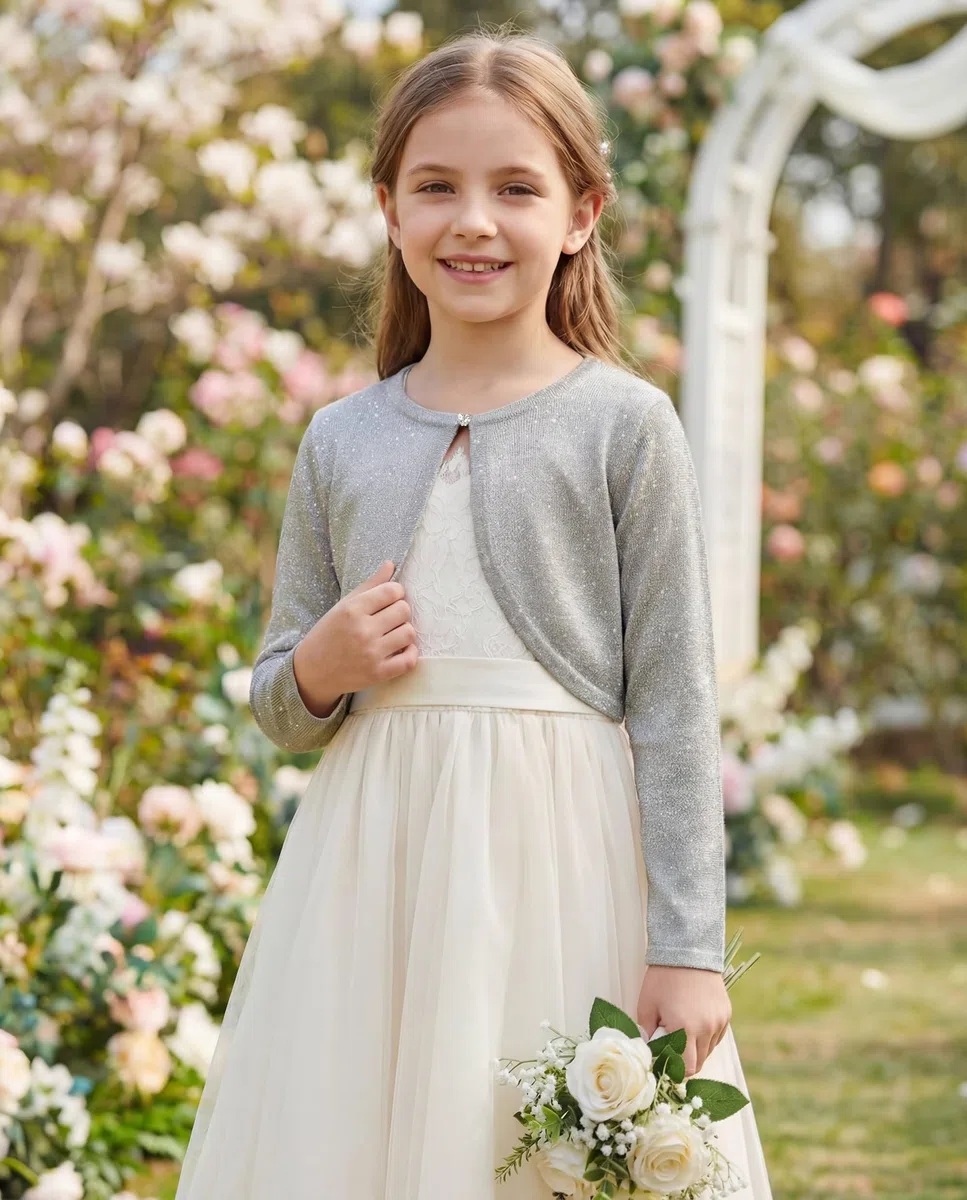 Bolerose Ragazze Manica Lunga Scintillante Bolero Bambini Caridgan