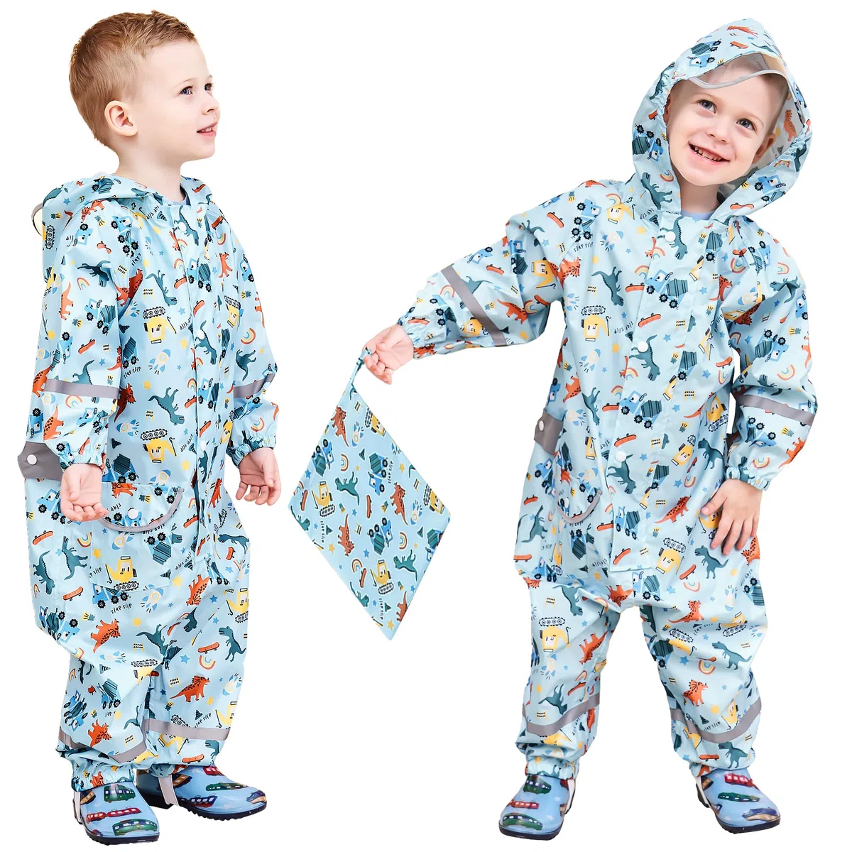 Tuta Impermeabile Bambino Tuta Antipioggia Completo Impermeabile Leggero Tutto in Uno Tuta Pioggia Portatile Giacca Impermeabile Ragazzi Bimbo 1-9 Anni