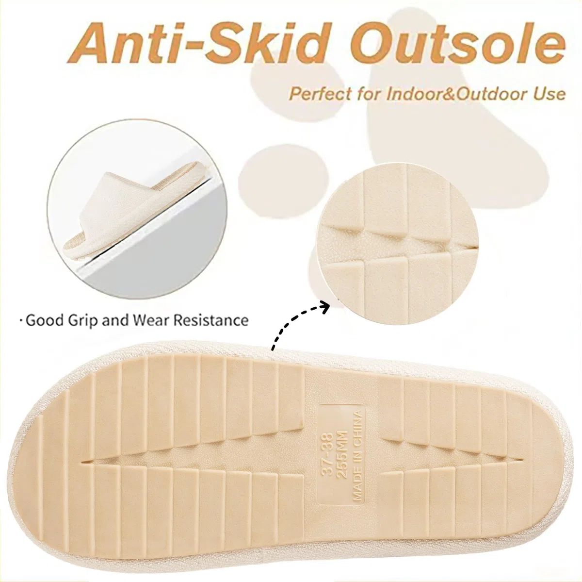 Eagsouni Pantofole di Lino Memory Foam Ciabatte Donna Comode Antiscivolo Morbide Slippers