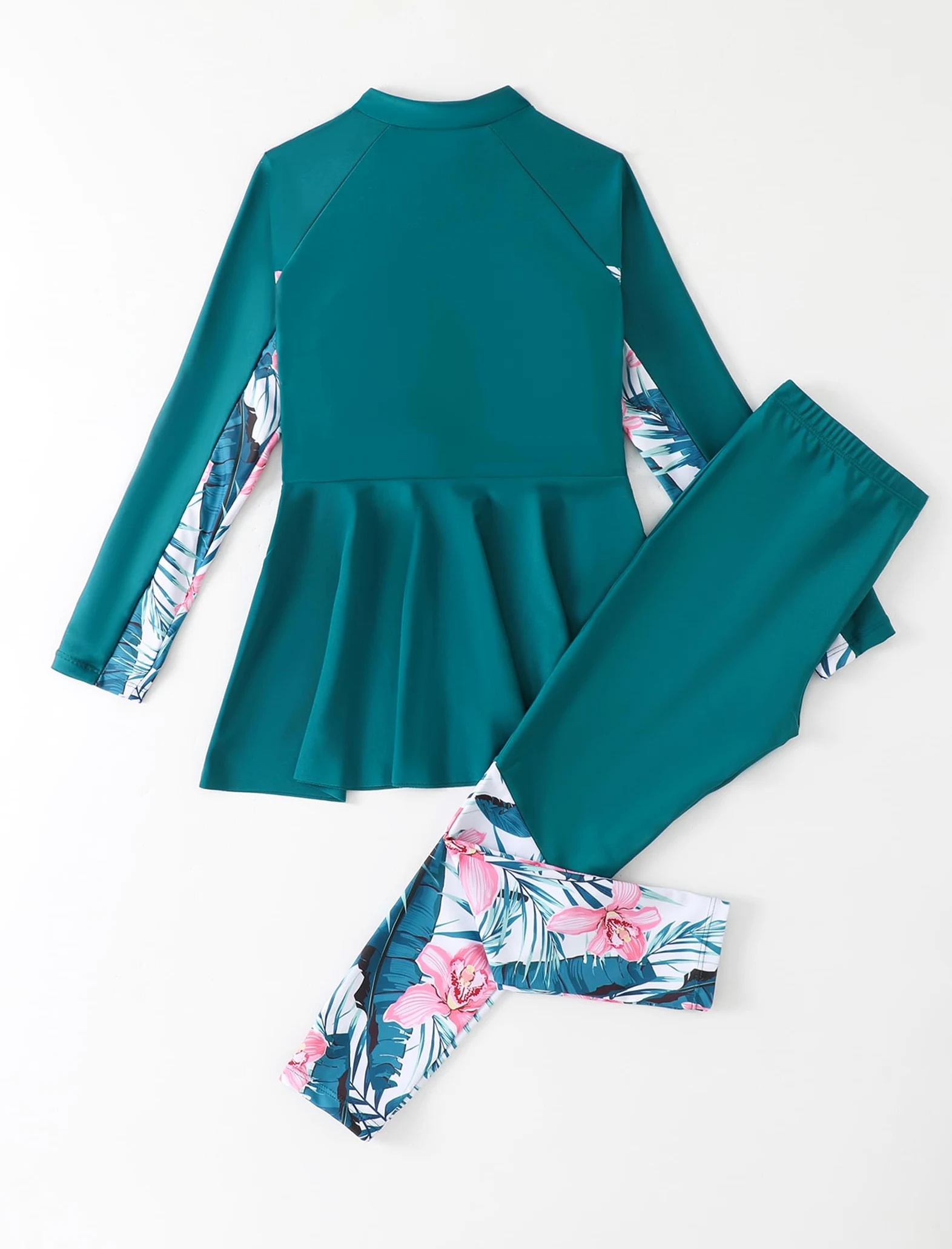 IMEKIS Costume da bagno musulmano, da bambina, a maniche lunghe, con costume da bagno in due pezzi, costume da bagno per bambini