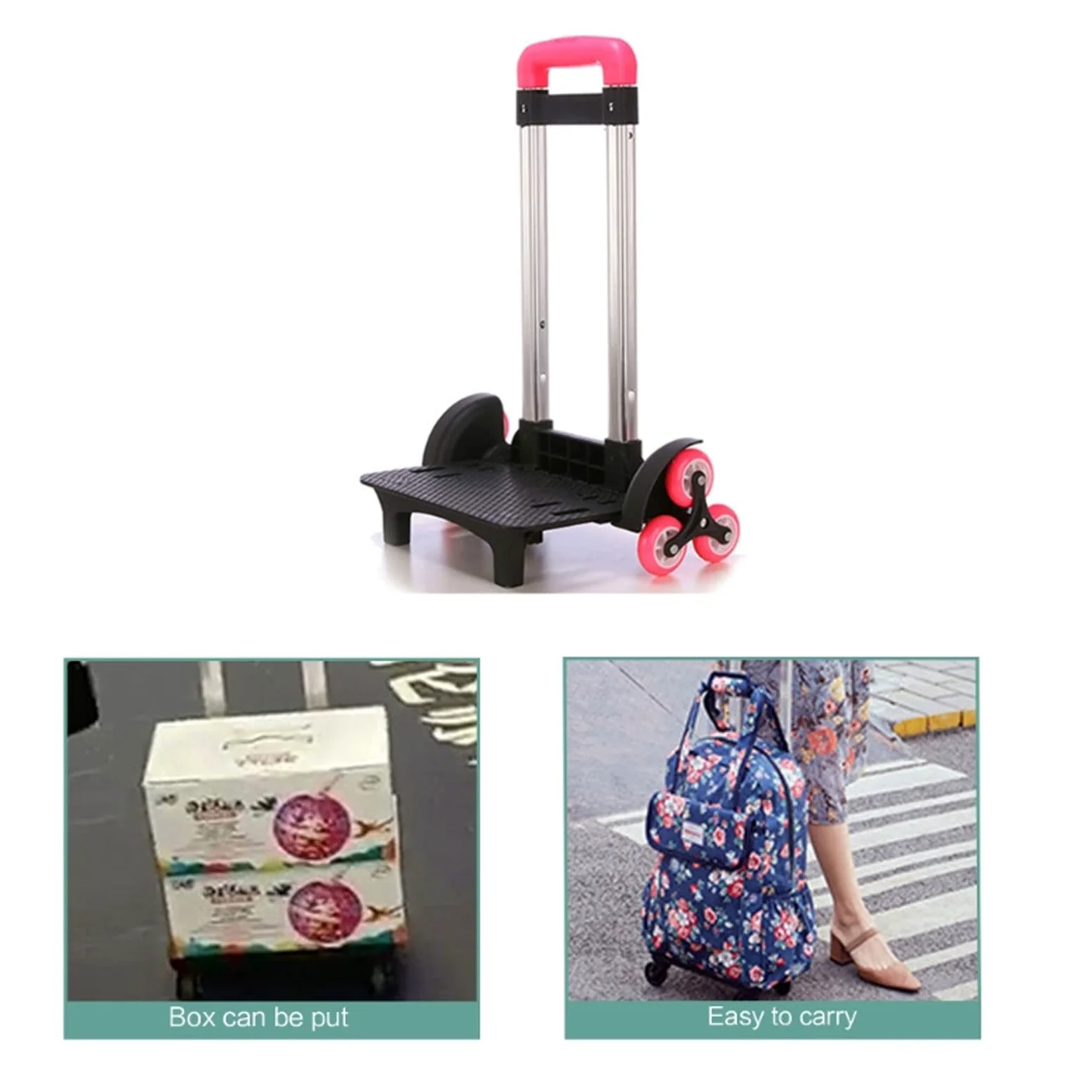 Carrello pieghevole a 6 ruote Zaino Trolley in lega di alluminio Bagagli per studenti a mano da viaggio, Blu