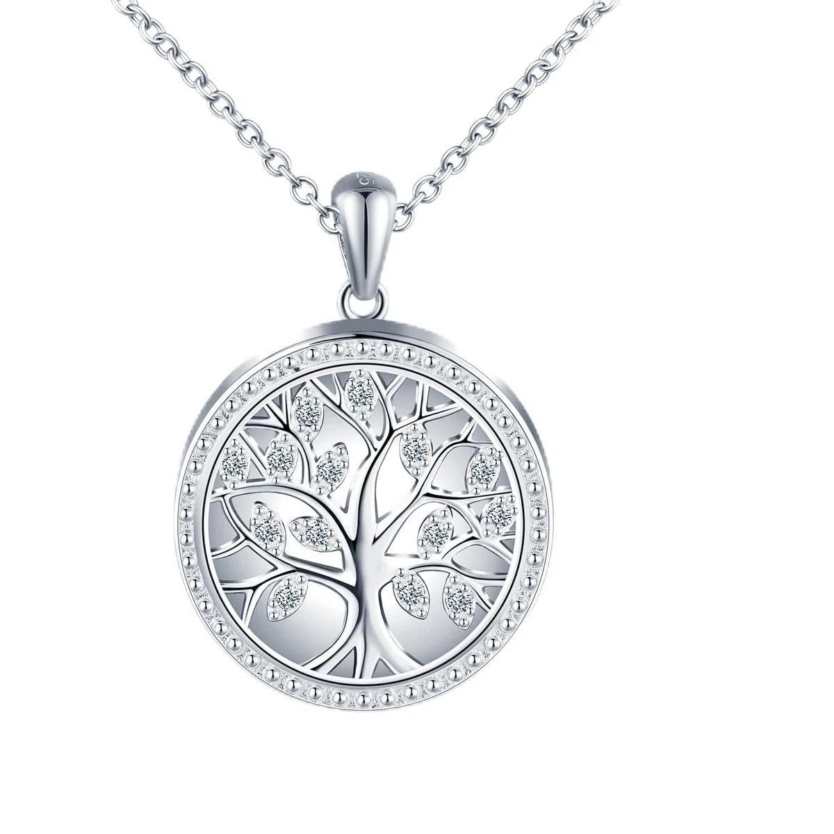 Collana Foto Personalizzata in Argento 925 Medaglione Albero della vita per Donna, Ciondolo Albero Portafoto con Zirconi, Regalo Gioielli per Madre Figlia Fidanzata