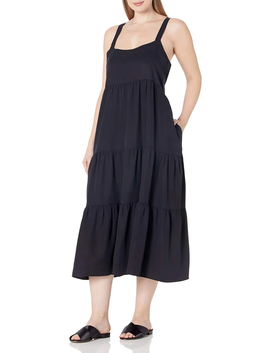 The Drop Britt, Maxi Abito Svasato a Balze Donna