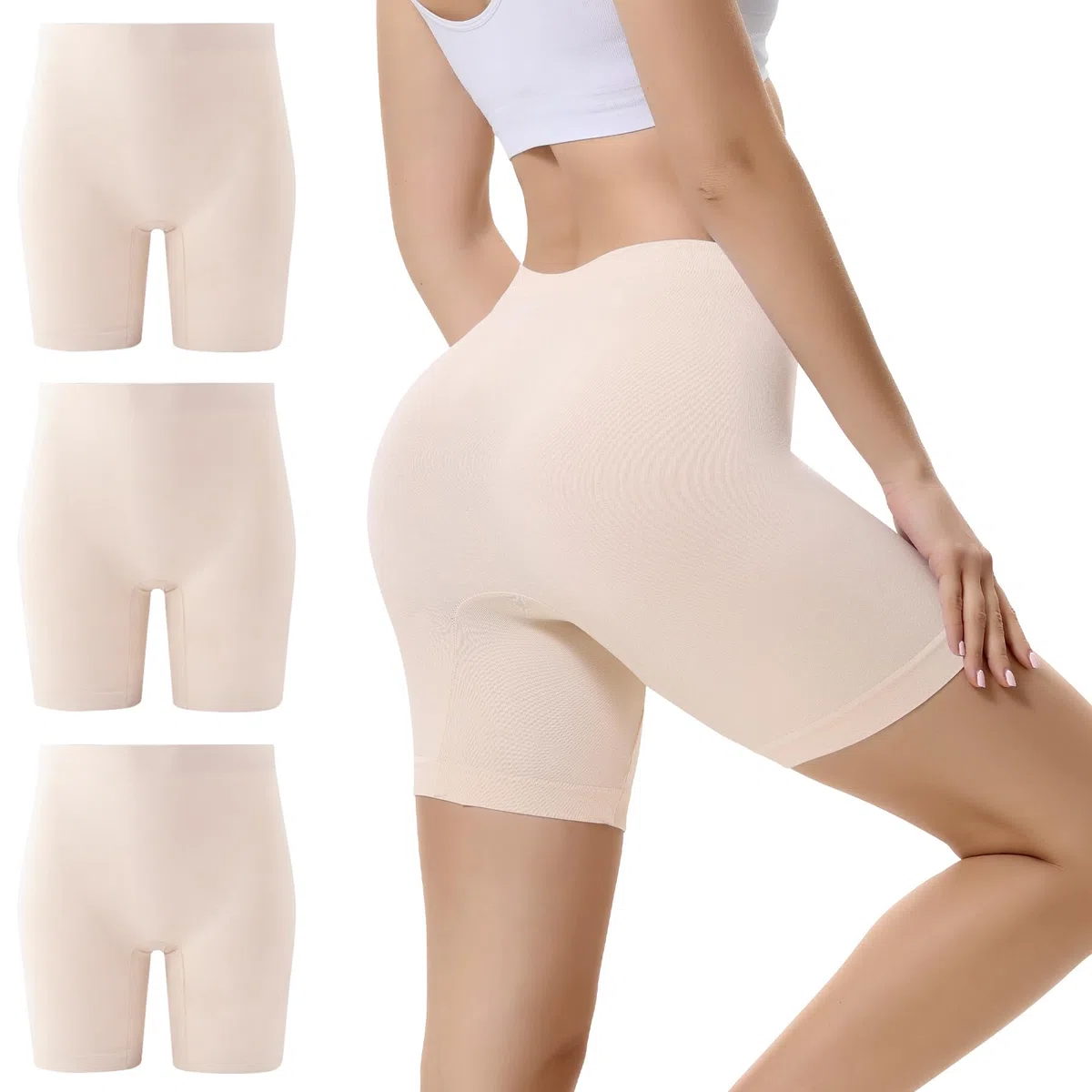 Pantaloncini Sottogonna Donna Antisfregamento Cosce Leggings Corti Vita Alta Shorts Elasticizzati Pacco da 3