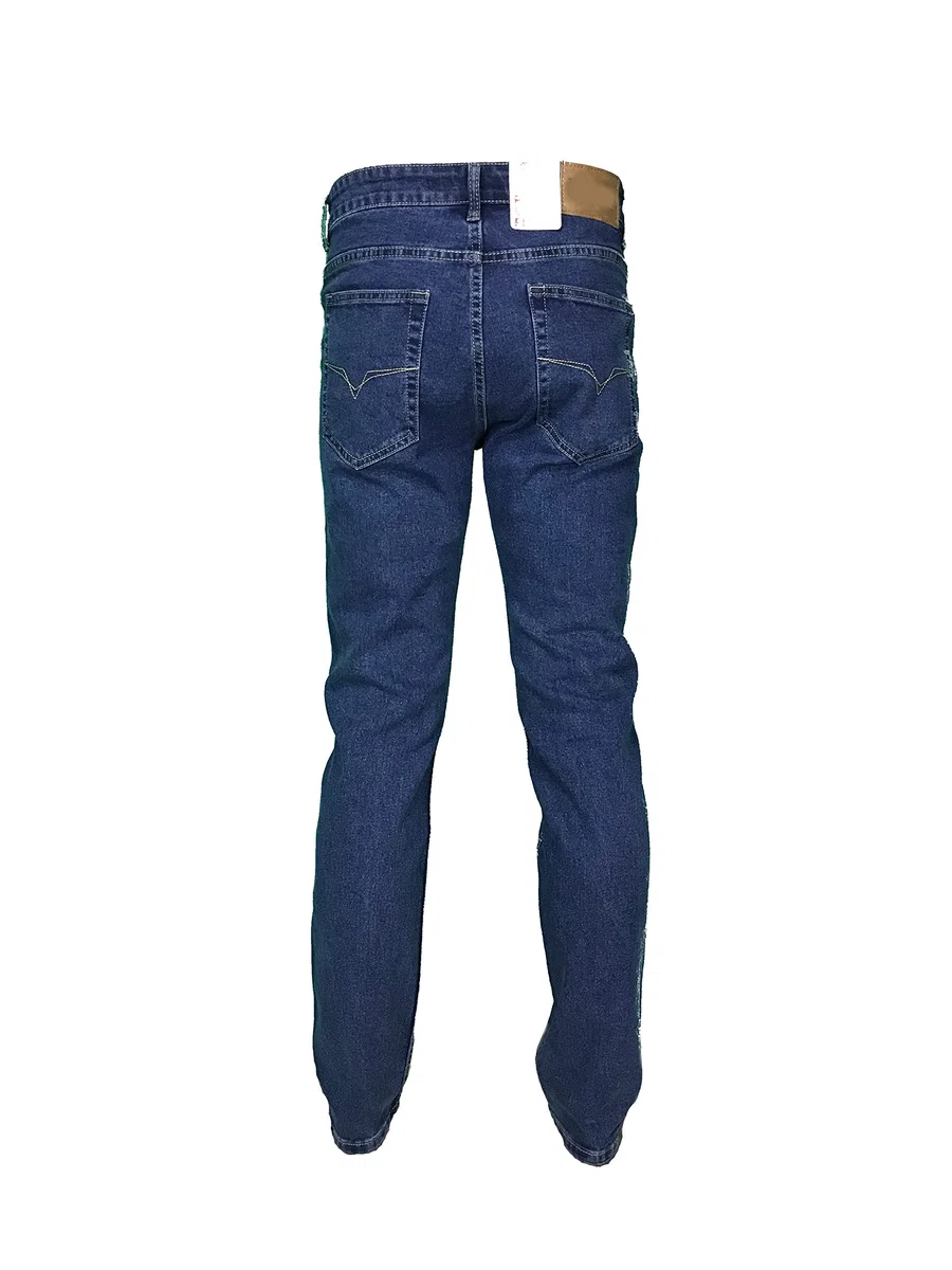 Jeans Uomo 5 Tasche Denim Regular Fit Gamba Dritta Elasticizzato Vita Alta