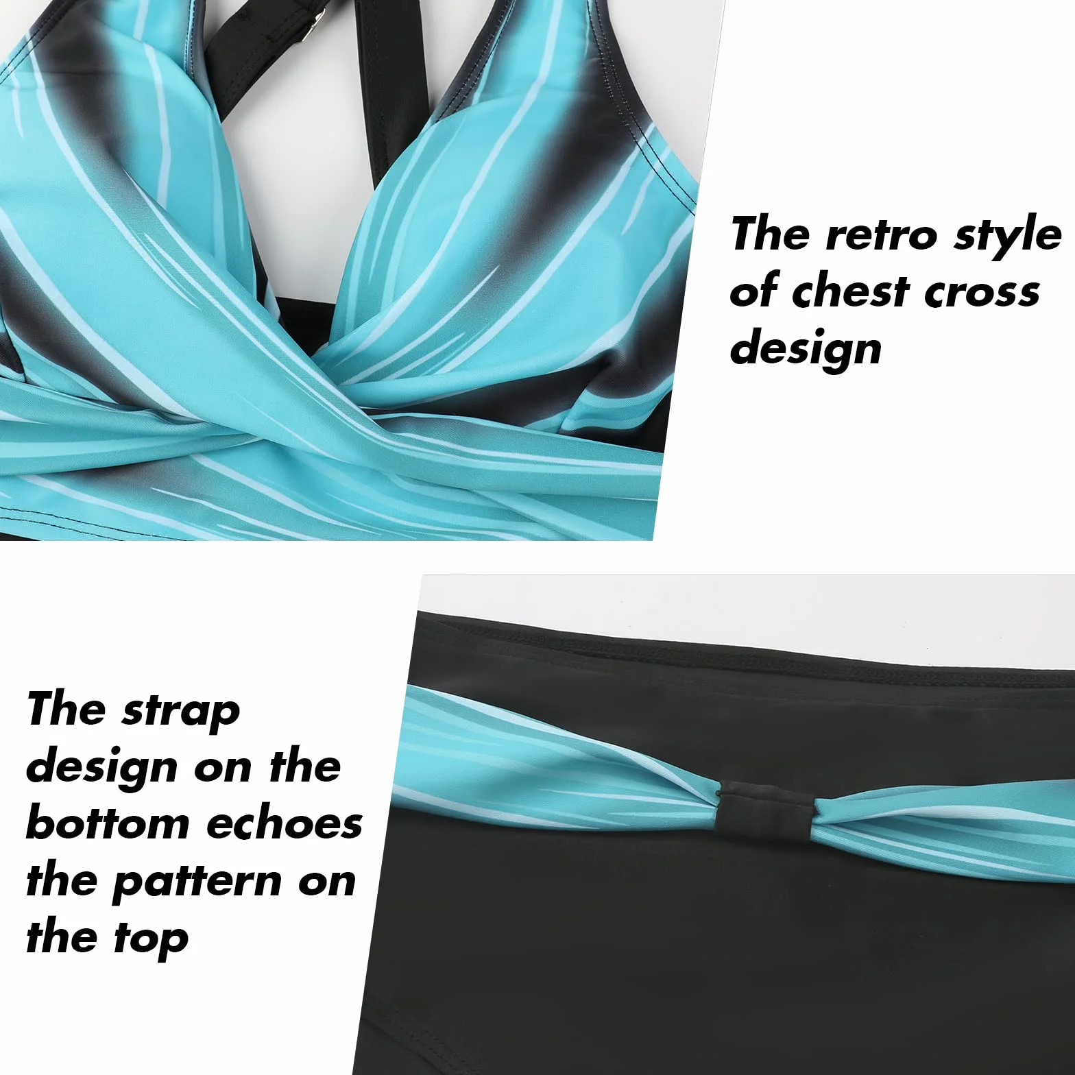 Adigaber Donna Costume da Bagno Push Up Imbottito Reggiseno Bikini Donna Due Pezzi Stampa Floreale Bikini Regolabile Costume da Bagno