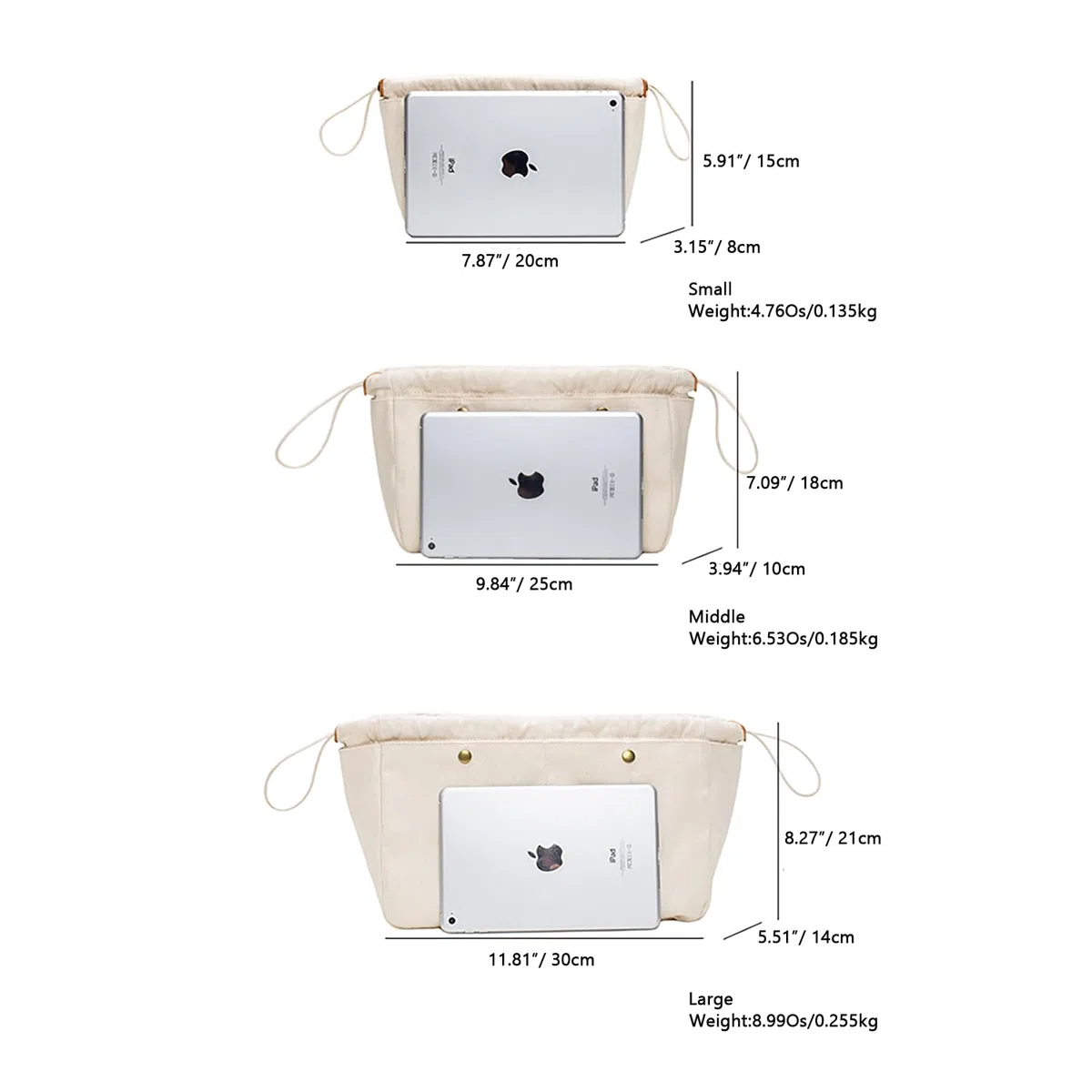 Organizer per borsetta, organizer per borse Easy con cerniera, divisorio interno per borse e tote shaper Tote Bag in Bag Organizer per borsa interna (M)