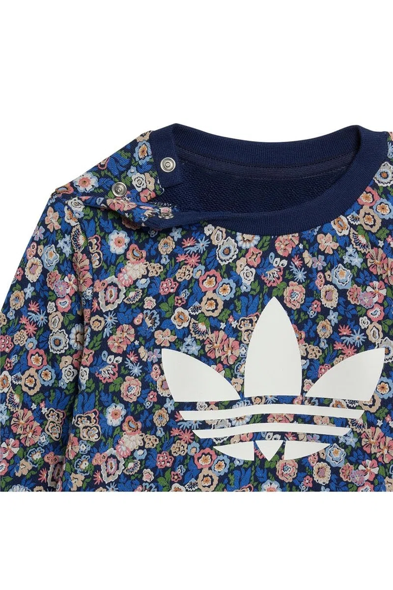 adidas Tuta Marina a Fiori Ragazza Crew