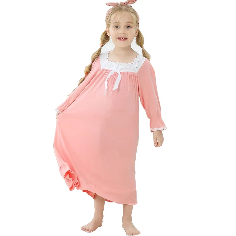 Camicetta da Notte da Bambina, a Maniche Lunghe, Morbida, per la Famiglia, Pigiama Lungo