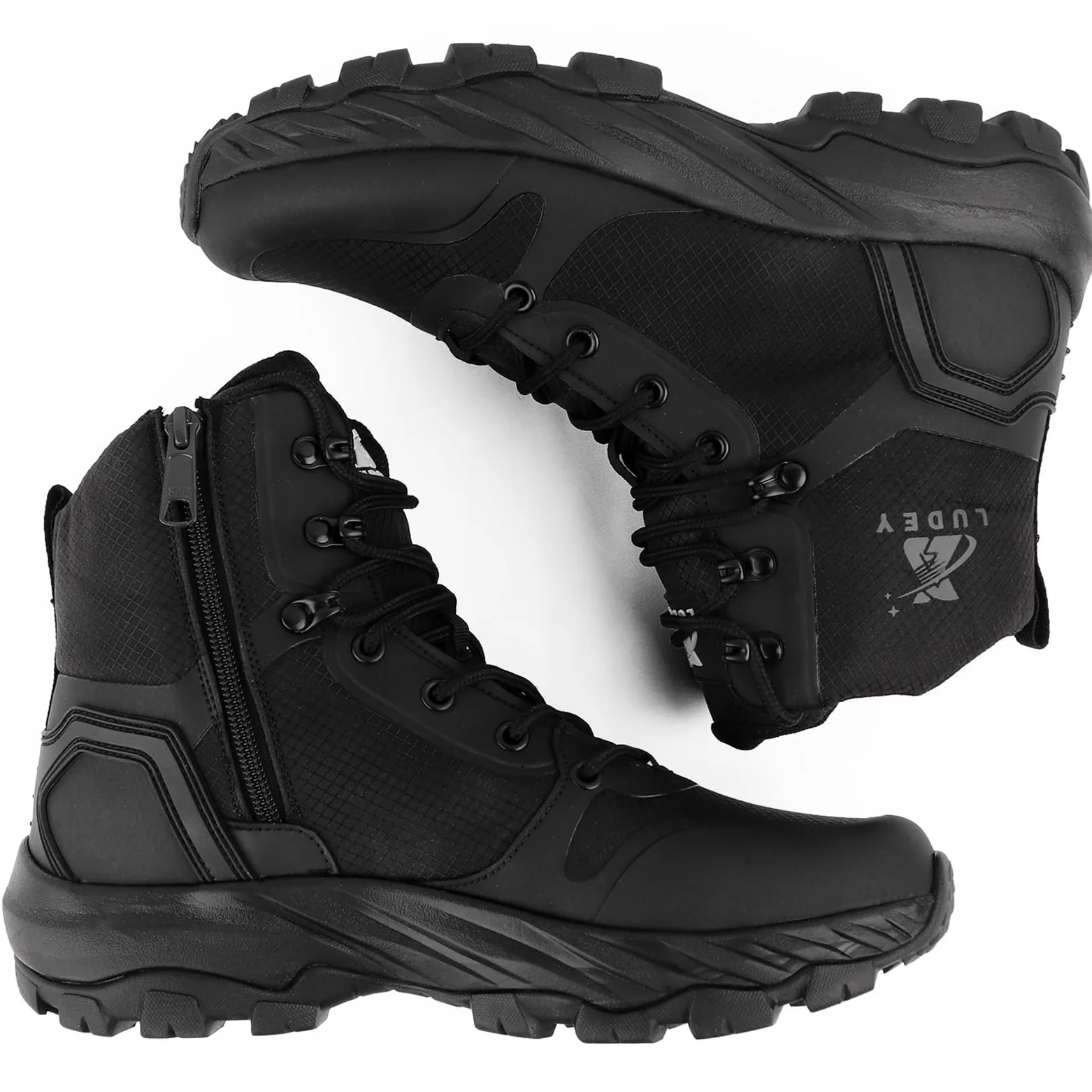 Leggero Anfibi Stivali Militari Uomo Scarpe Tattiche con Cerniera Laterale YKK Duratura Antiscivolo Stivali da Combattimento Stivali da Polizia Confortevoli