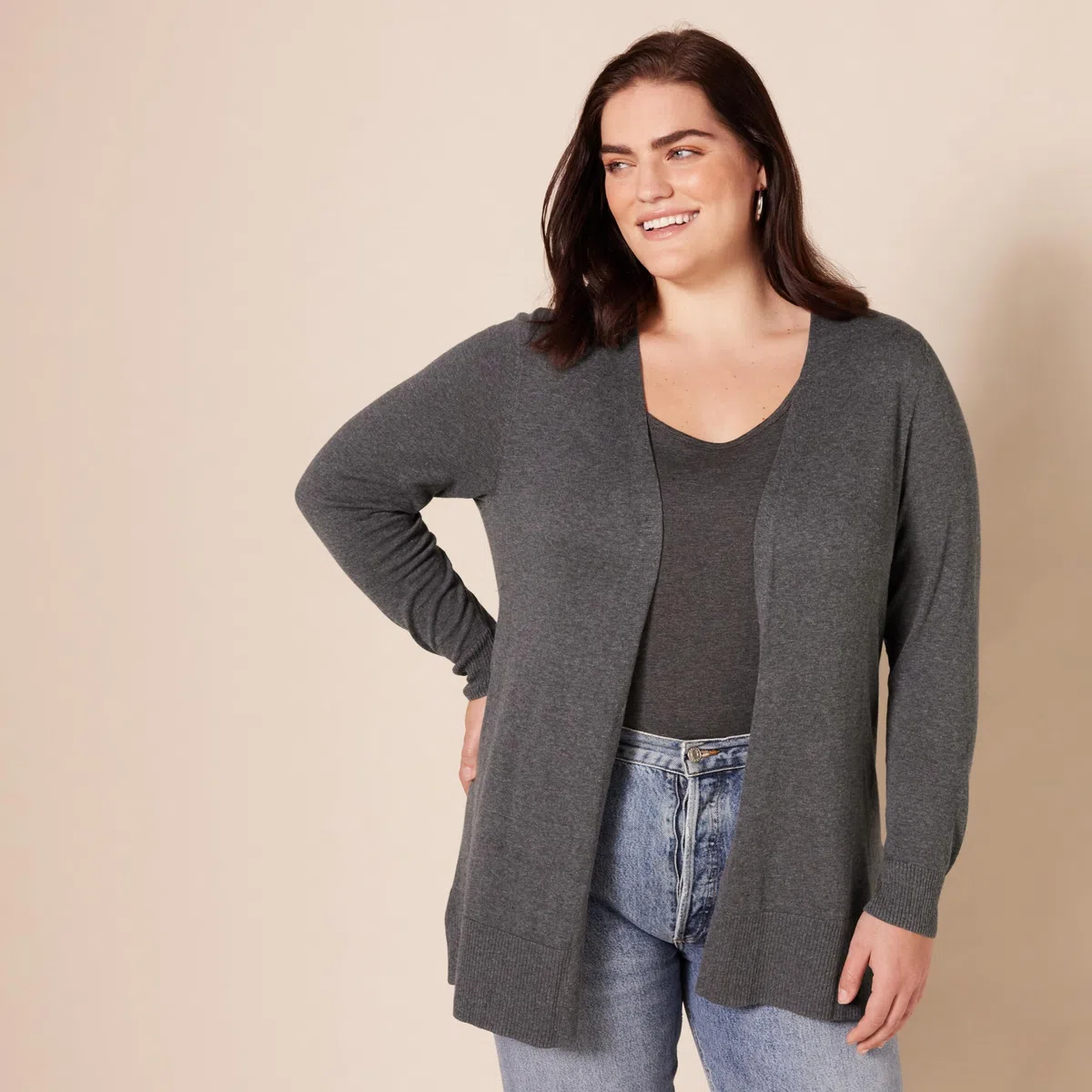 Amazon Essentials Donna Cardigan Leggero Aperto sul Davanti (Disponibile in Taglie Forti)