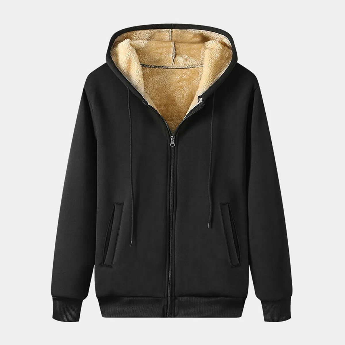 Tuta da uomo in pile invernale, da jogging, 2 pezzi, termica, calda, con cappuccio e pantaloni, tinta unita, per il tempo libero, accogliente, morbida, per la casa