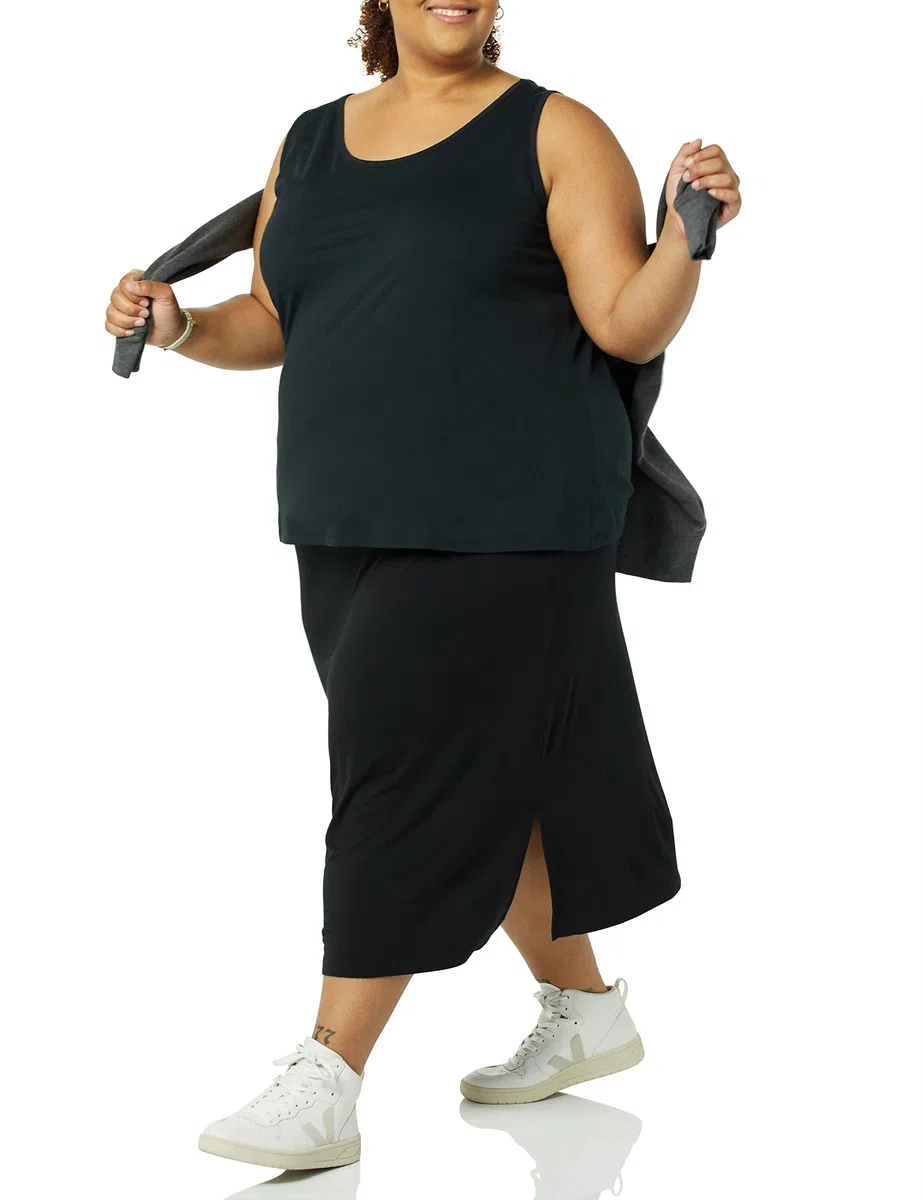 Amazon Essentials Donna Gonna Media in Maglia con Elastico in Vita (Taglie Forti Disponibili)