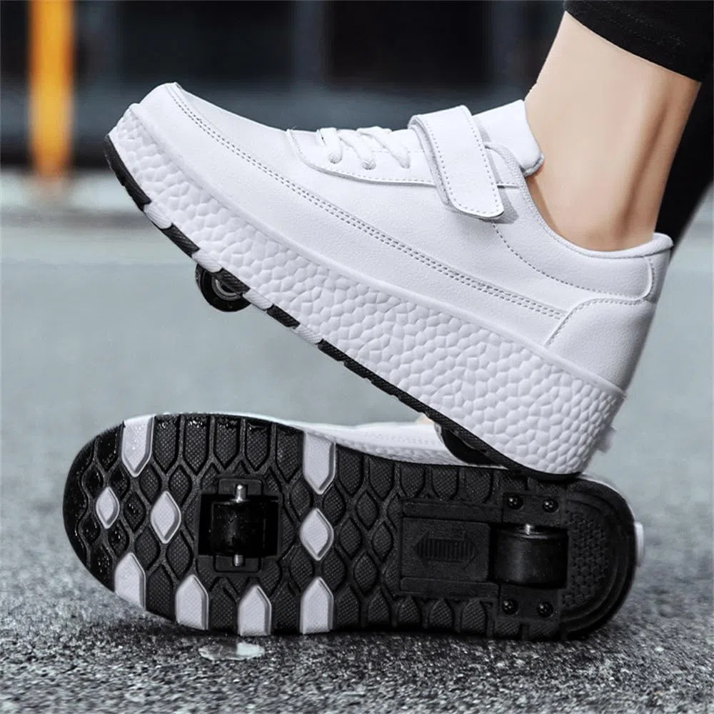 Mateju Scarpe con Rotelle Retrattile Bambina Bambino, 2 in 1 Sportive Scarpe da Skateboard Doppia Ruote Sneakers Suola Spessa Leggere Scarpe da Ginnastica da Pattini Multisport