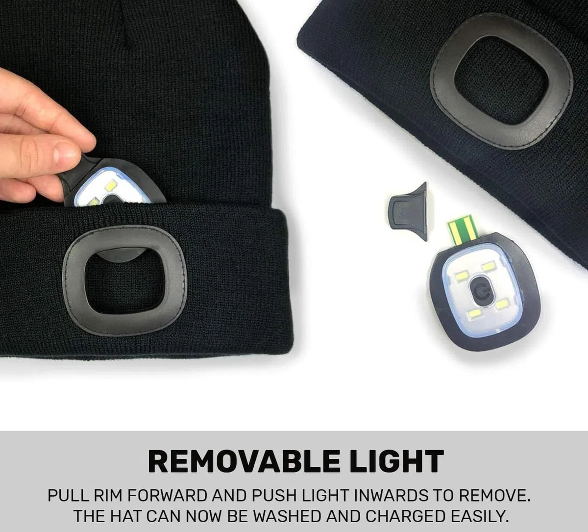 Cappello invernale con pompon per bambini e bambine, con torcia a LED ricaricabile, 6 colori