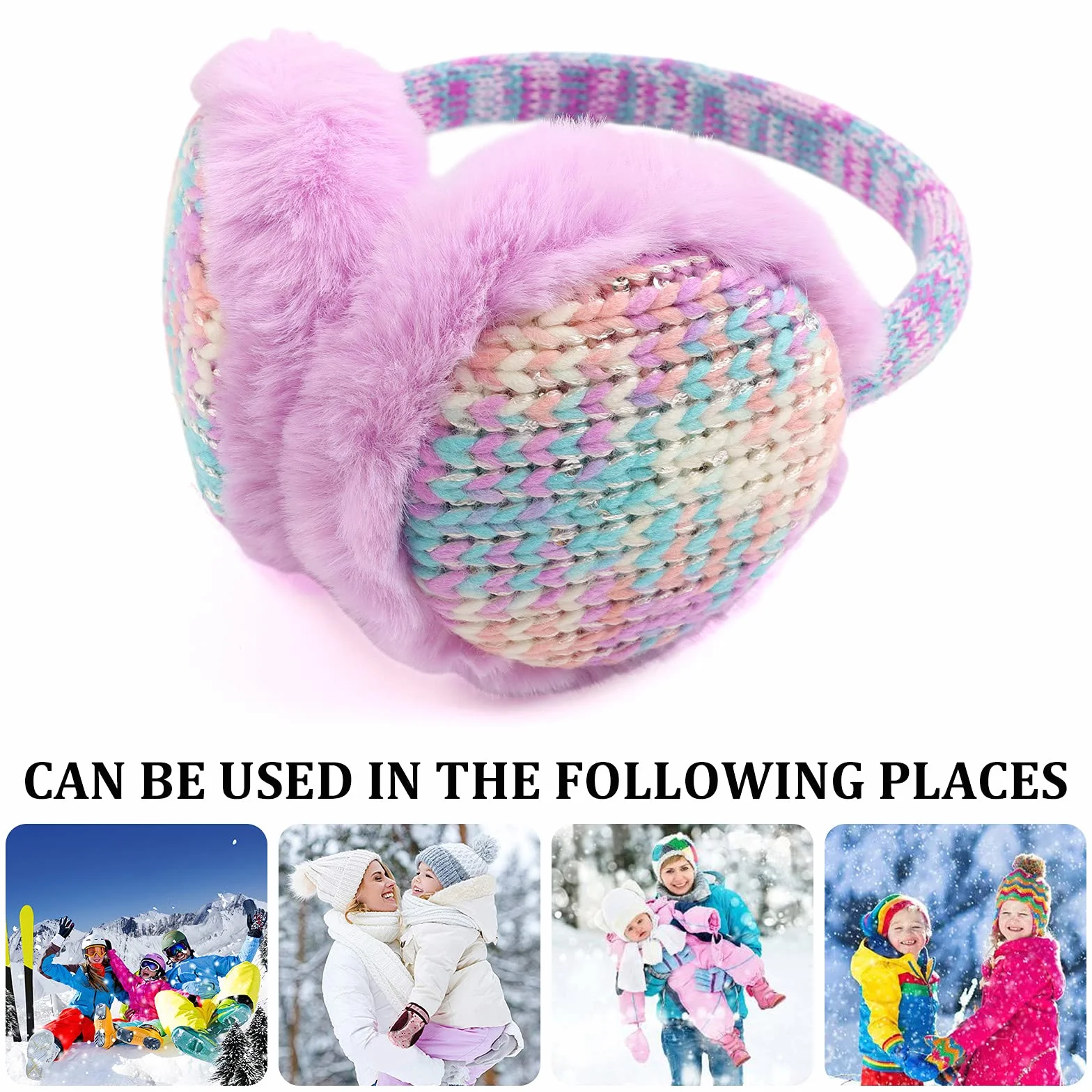 Pesaat Kids Knit Paraorecchie Scaldaorecchie pelosi invernali per esterno per ragazzi e ragazze 3-8 anni