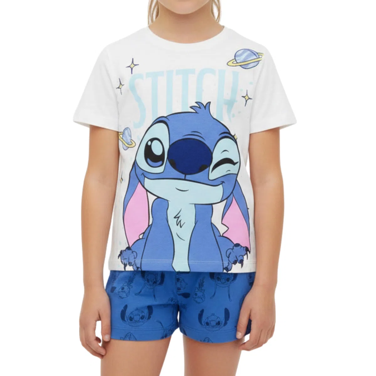 Disney Stitch Pigiama per Ragazze, Maglietta a Maniche Corte e Pantaloncini in Morbido Cotone, Taglie 6 alla 12 Anni