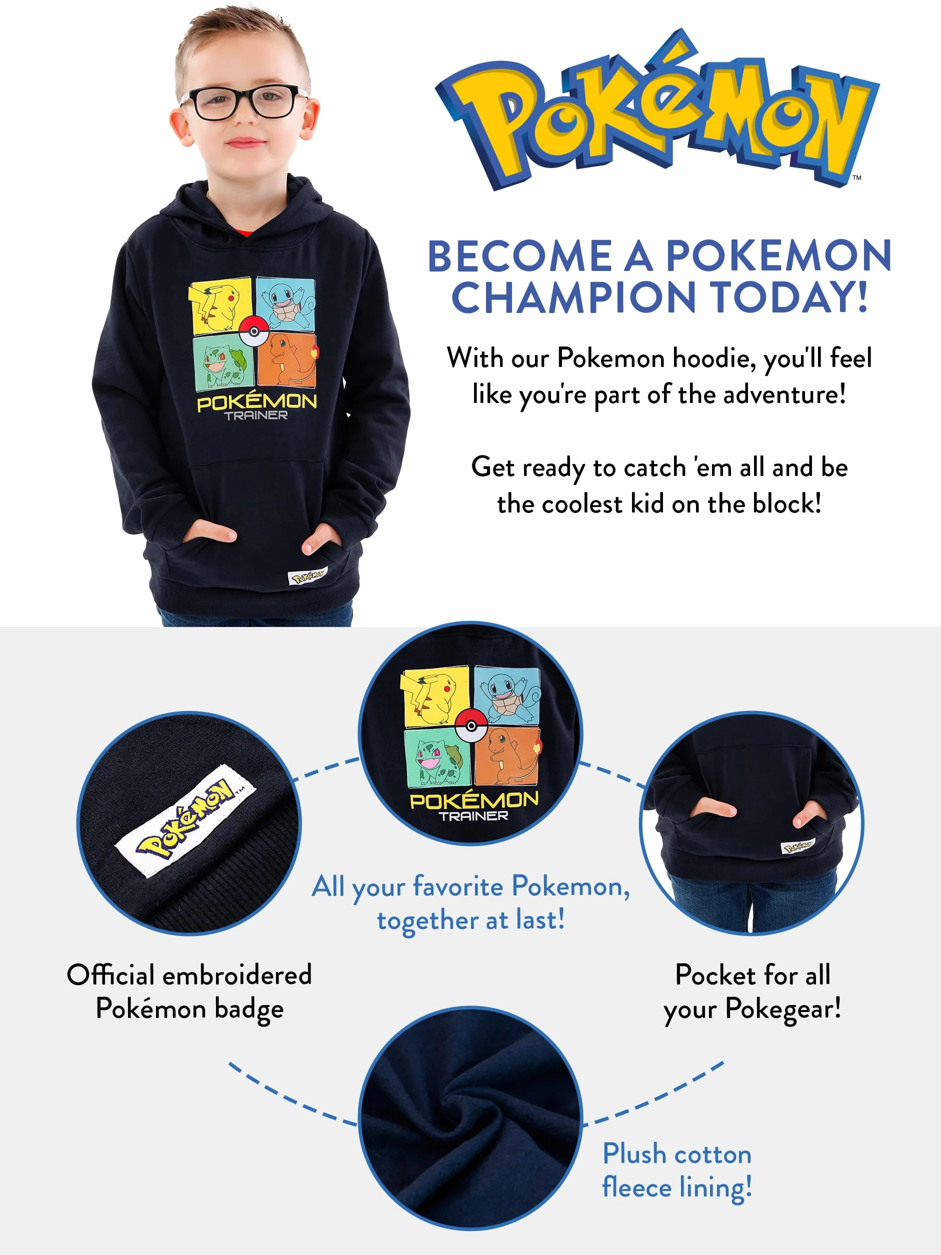 Pokémon Maglione Pokemon | Pikachu Felpa con Cappuccio per Ragazzi | Bisasam Glumanda Schiggy | Felpa con Cappuccio da Gioco per Ragazzi Vestiti per Bambini