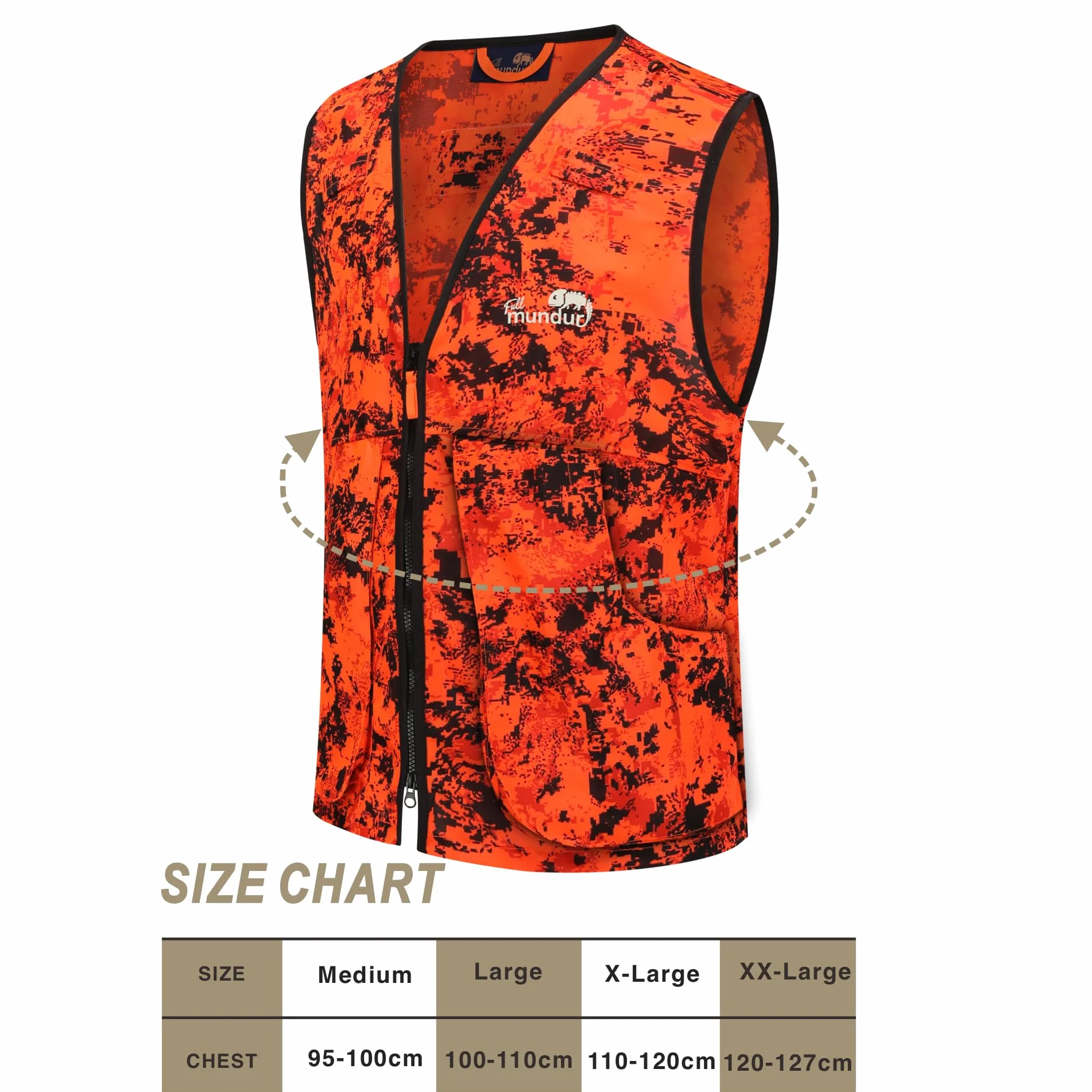 Orange Blaze Camo Arancione Gilet da caccia di sicurezza gilet leggero con tasche multiple per adulti unisex