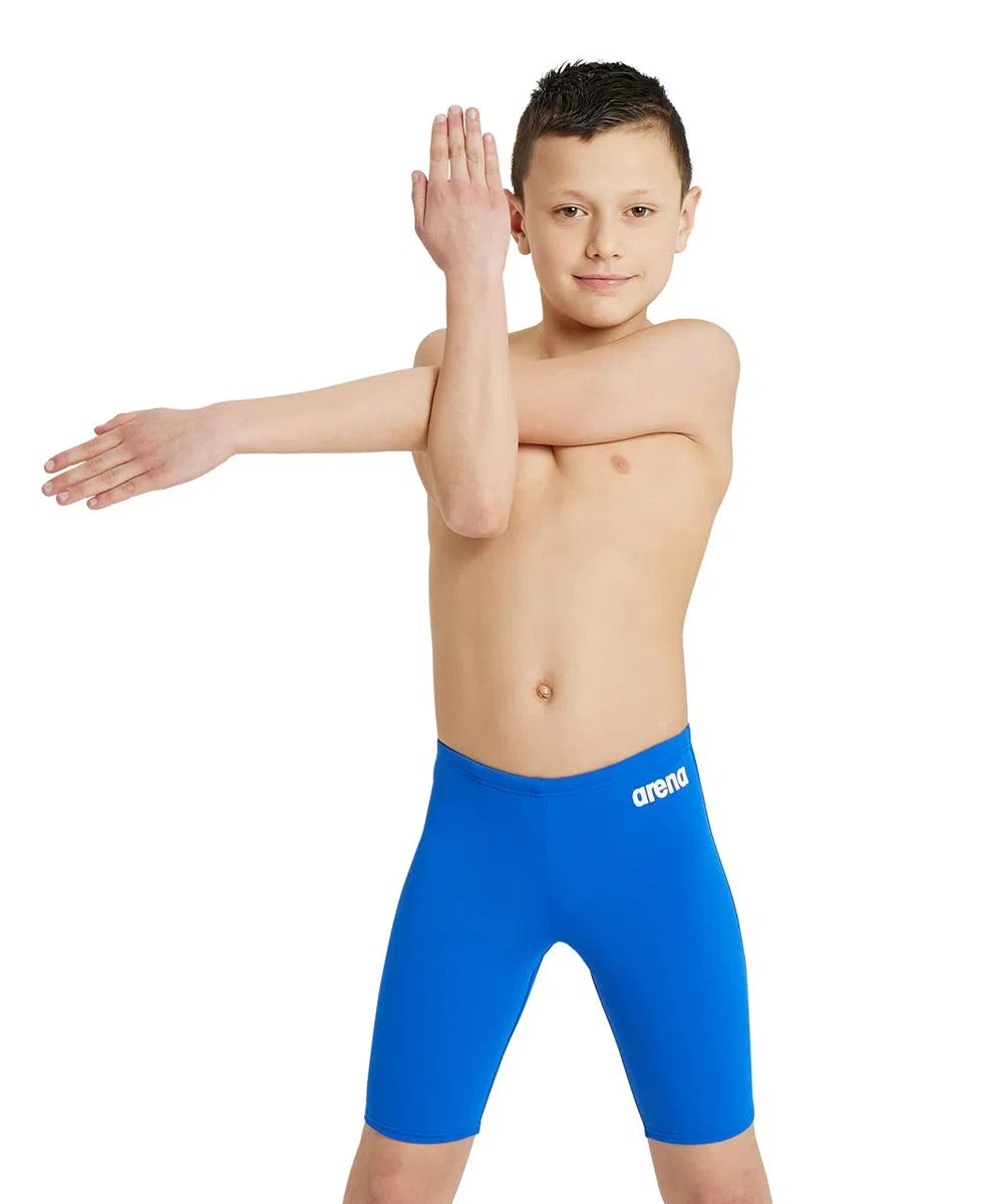 arena Solid Junior Costume da Bagno Bambino per Piscina, Costume Jammer da Gara in Tessuto MaxLife con Massima Resistenza al Cloro e Protezione UV 50+