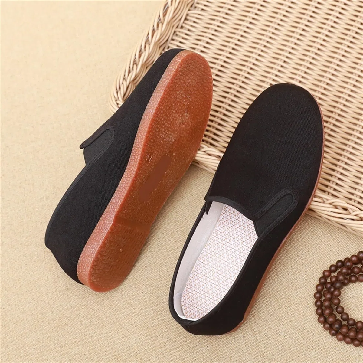 Scarpe Casual in Tessuto Nero Old Beijing, Scarpe Tradizionali Cinesi for Arti Marziali, Scarpe da Uomo Kung Fu Wing Chun