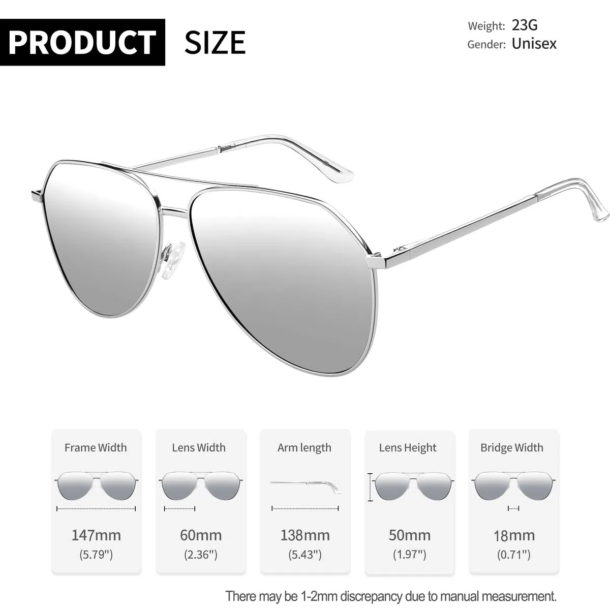 Joopin Occhiali da Sole da Uomo Donna Polarizzati Protezione UV400 Ultraleggeri Montatura Metallo Classici Vintage Specchio Goccia Pilota Occhiali da Sole